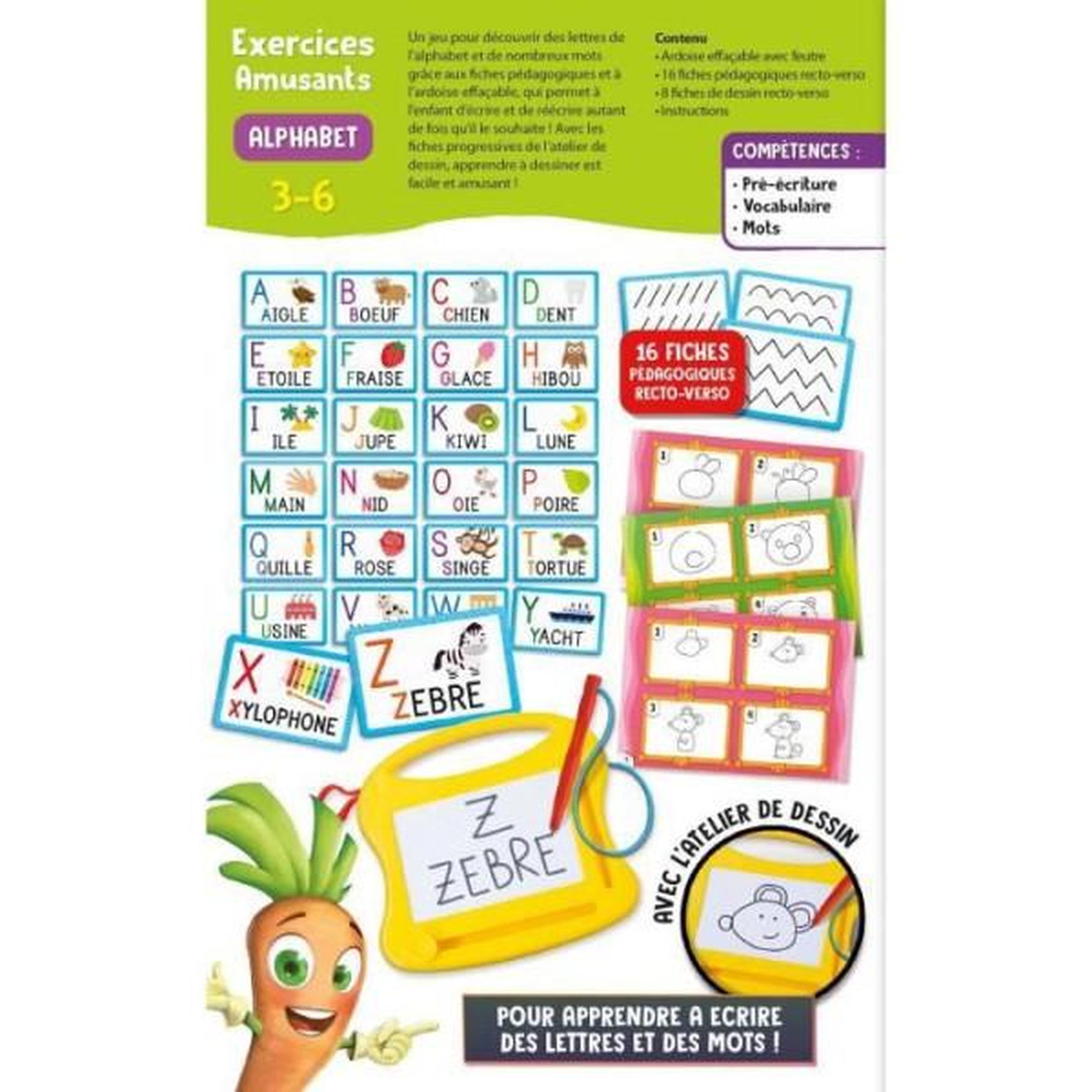 Voir la diapositive 4 : LISCIANI GIOCHI Alphabet - Mini ardoise magique - CAROTINA - Apprentissage de l'alphabet