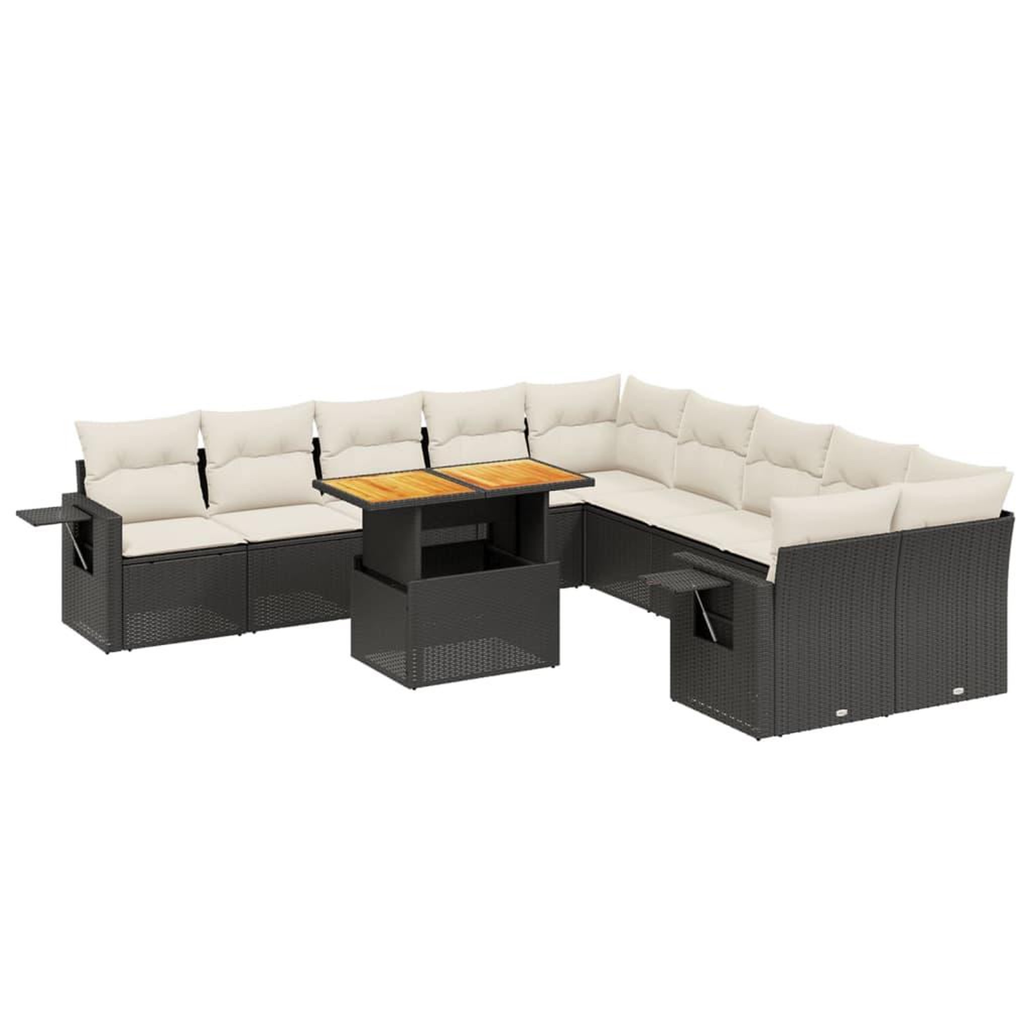 Voir la diapositive 2 : VIDAXL Salon de jardin 11 pcs avec coussins noir resine tressee