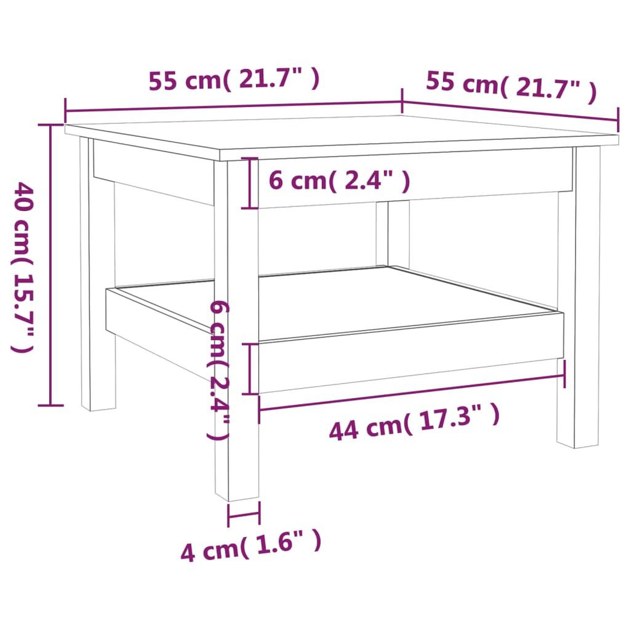 Voir la diapositive 6 : VIDAXL Table basse Blanc 55x55x40 cm Bois massif de pin