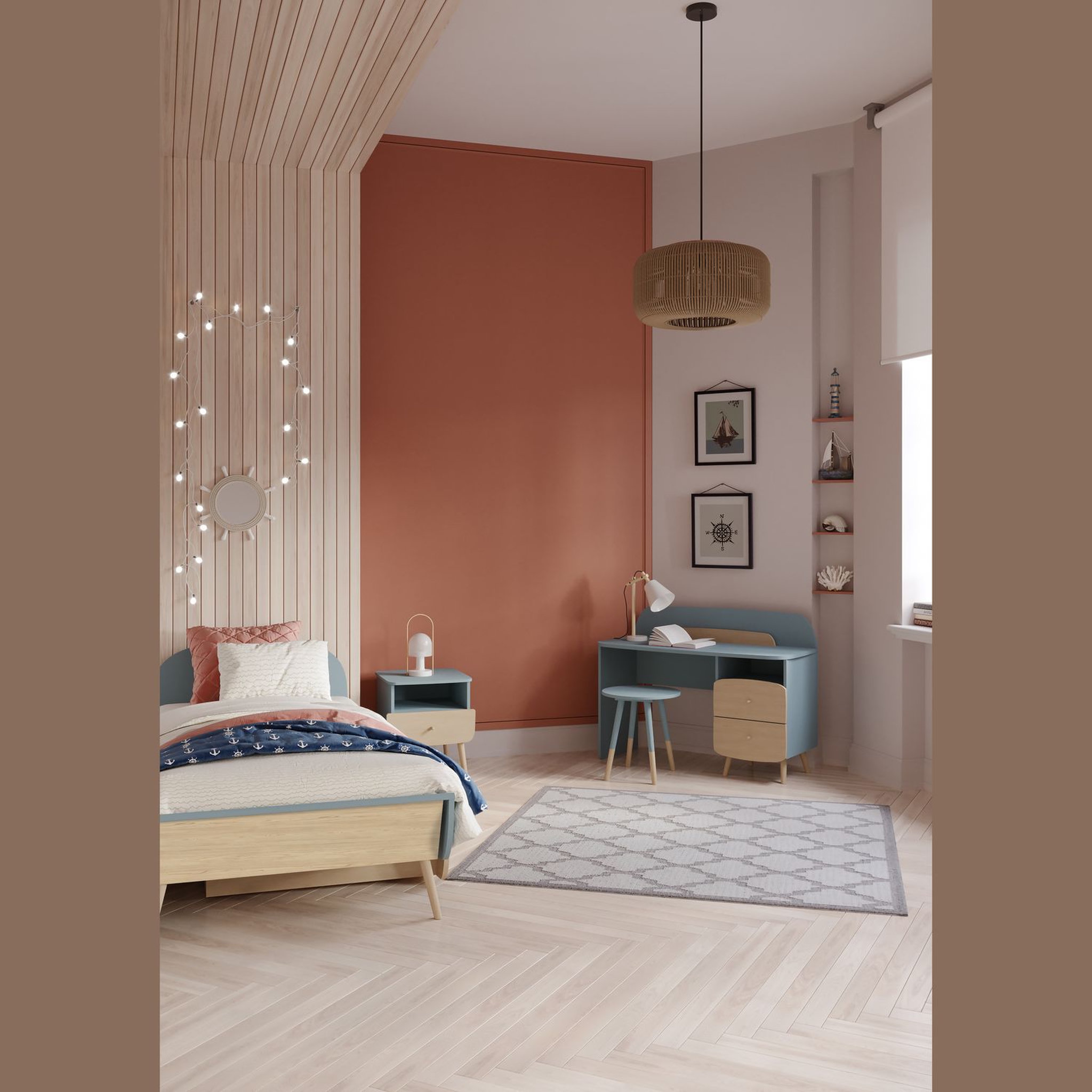 Voir la diapositive 7 : Lit enfant 90X200 cm bleu LINIA 