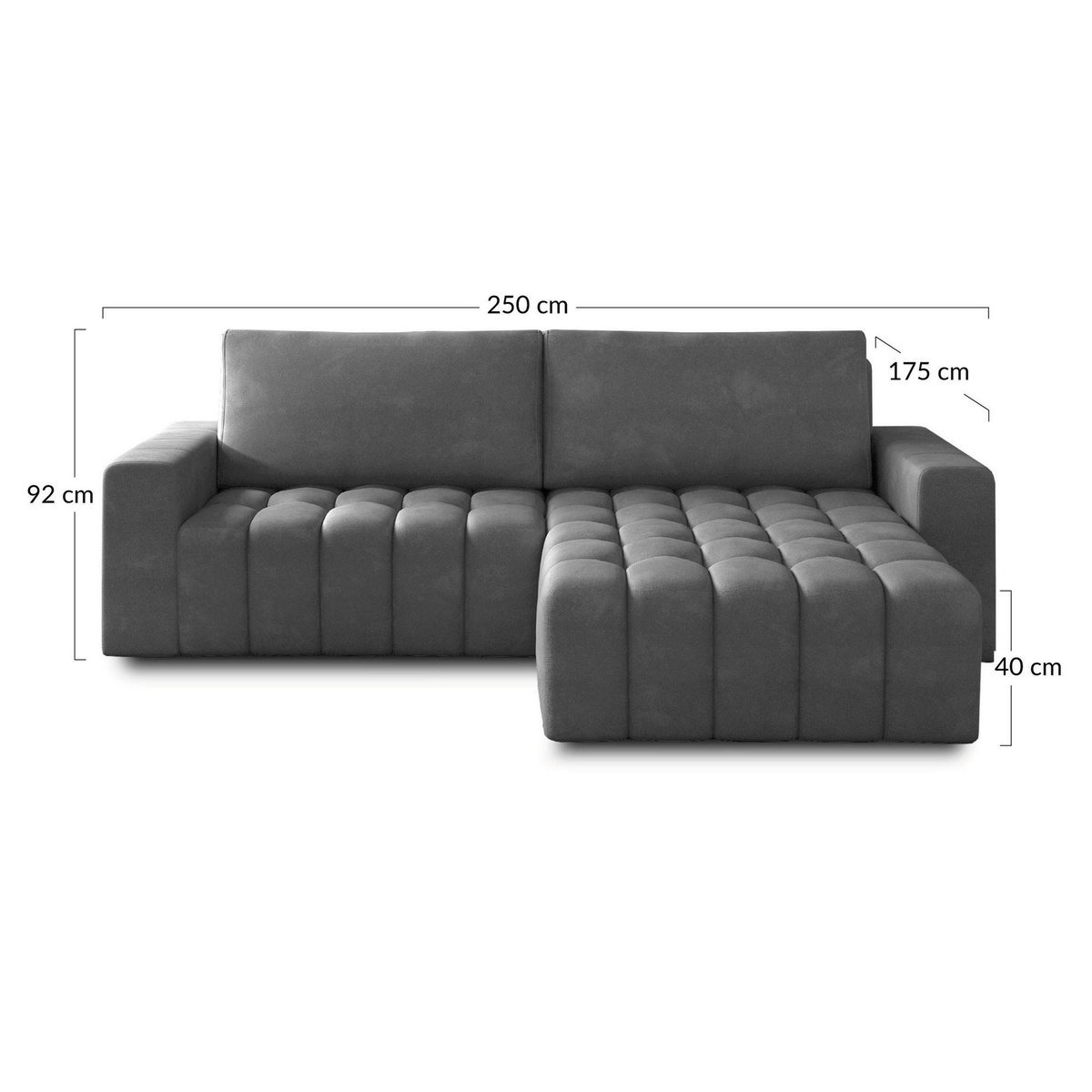 BEST MOBILIER Cordova - canapé d'angle droit 4 places convertible avec coffre en velours