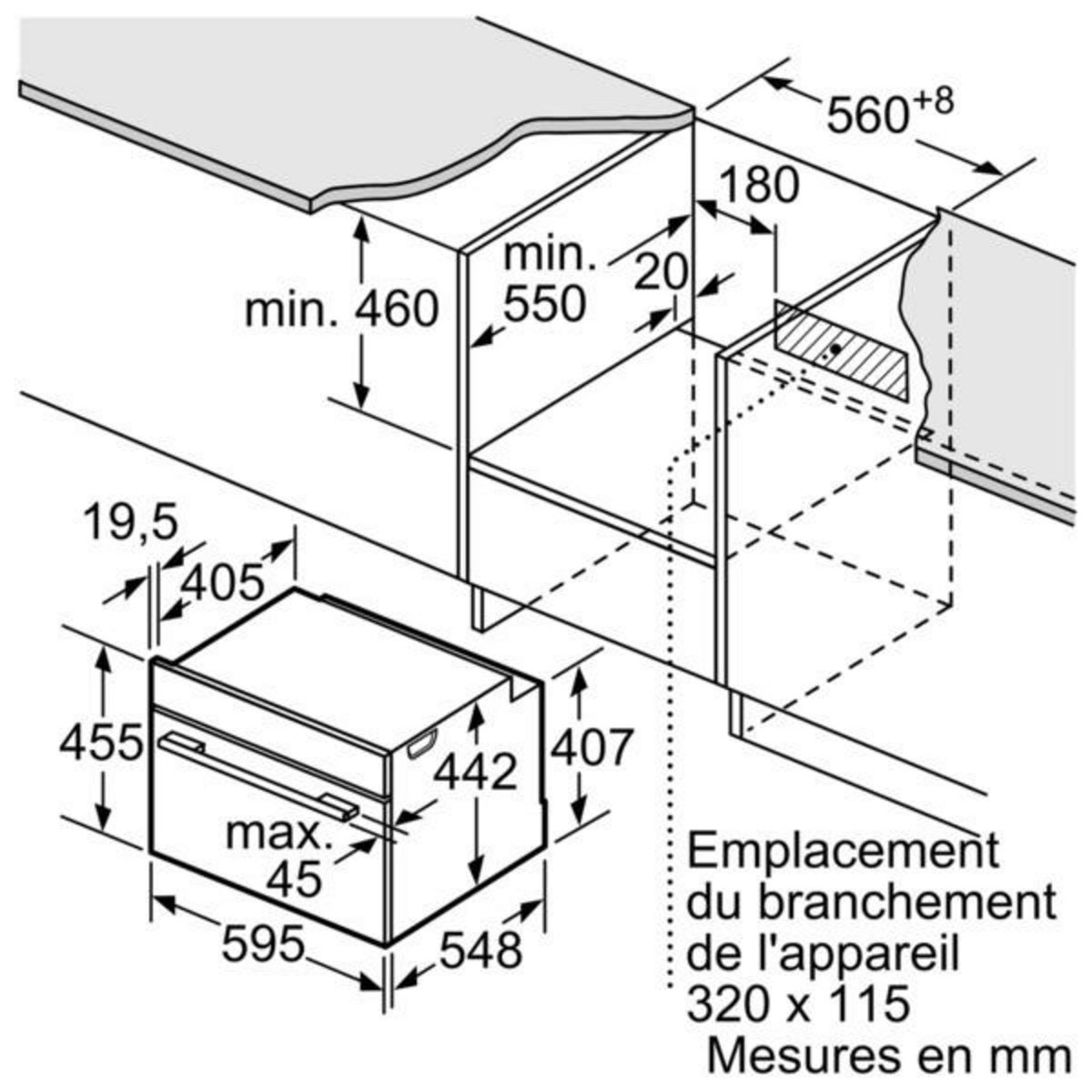BOSCH Four combiné mo intégrable 45l ecoclean inox/noir - cmg636bs1