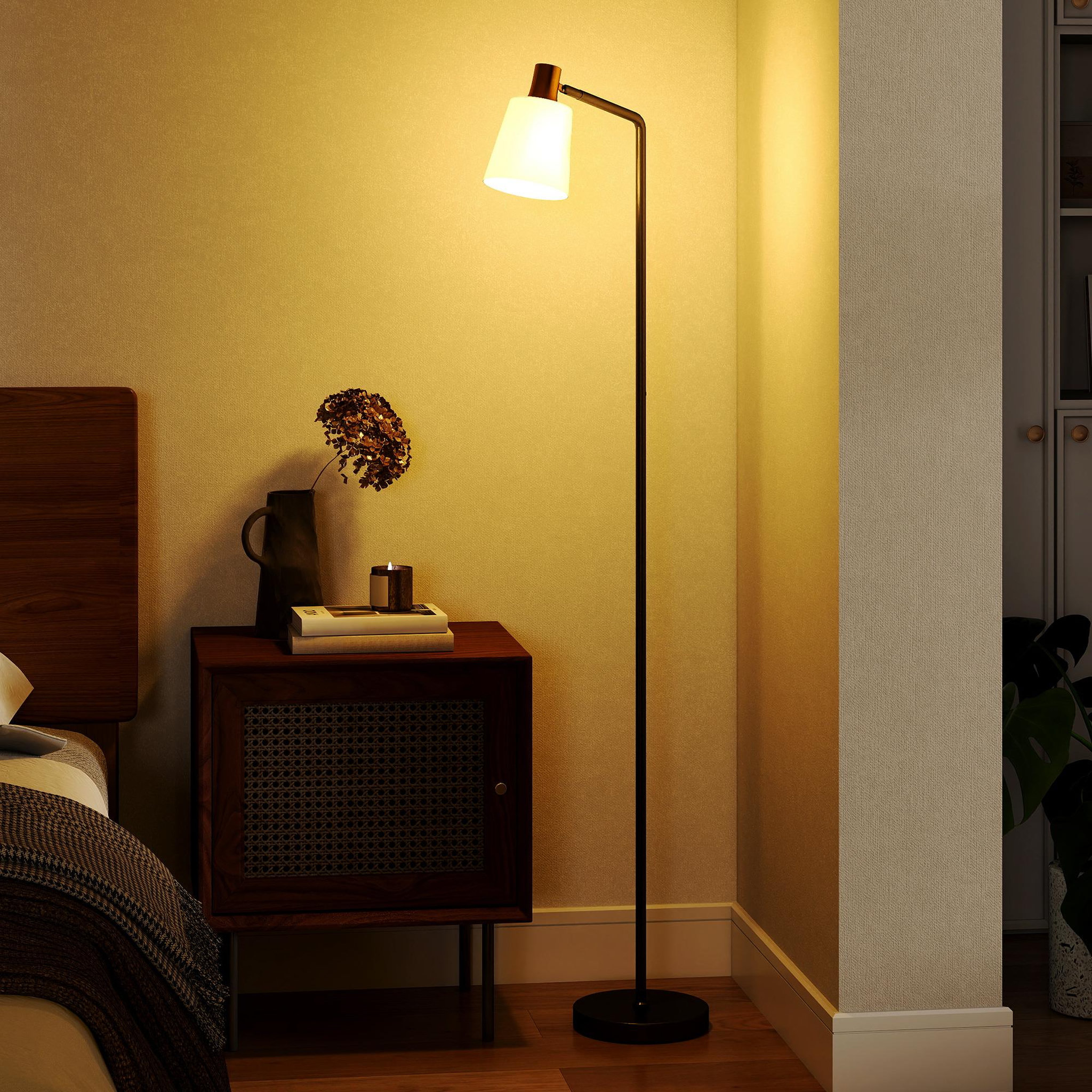 Voir la diapositive 4 : HOMCOM Lampadaire rétro réglable ampoule incluse noir doré