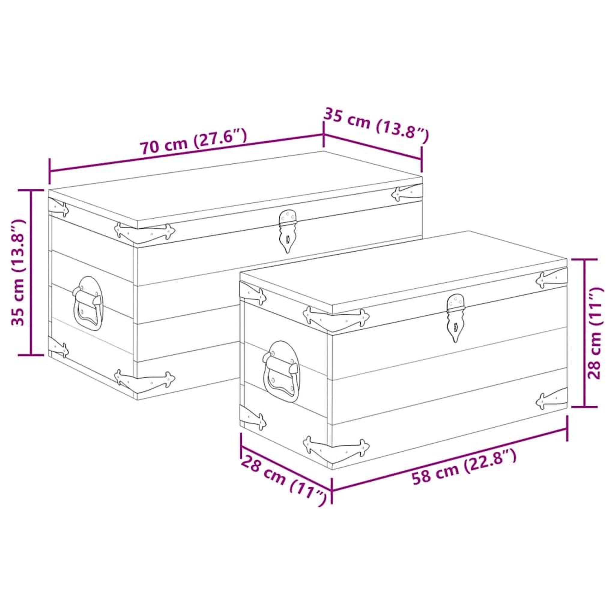 Voir la diapositive 6 : VIDAXL Coffre de rangement 2 pcs bois de manguier brut