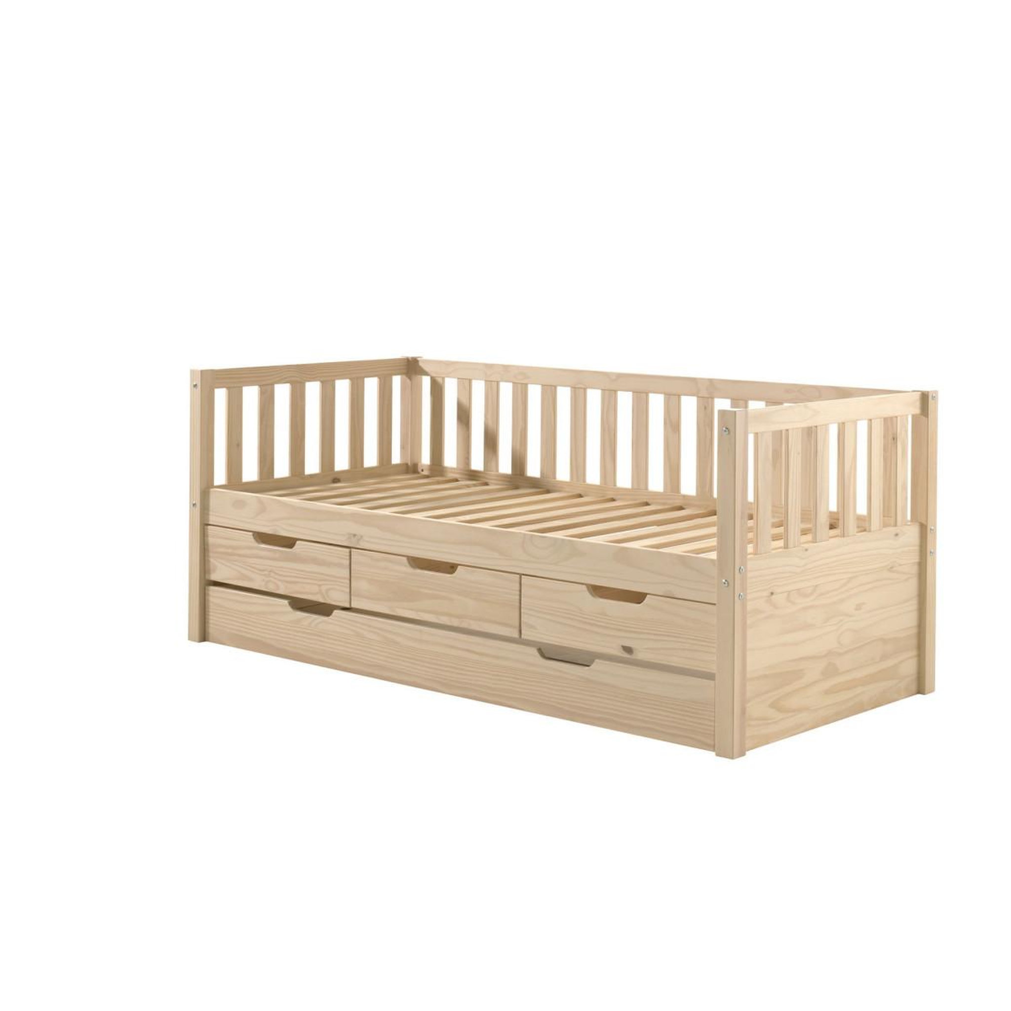 Voir la diapositive 4 : Paris Prix Pack - lit capitaine enfant & tiroir de lit  fritz  90x200cm naturel