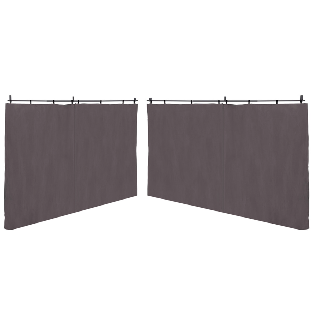 ID MARKET Lot de 2 rideaux pour pergola 3 et 4 M gris panneaux muraux avec fermeture éclair
