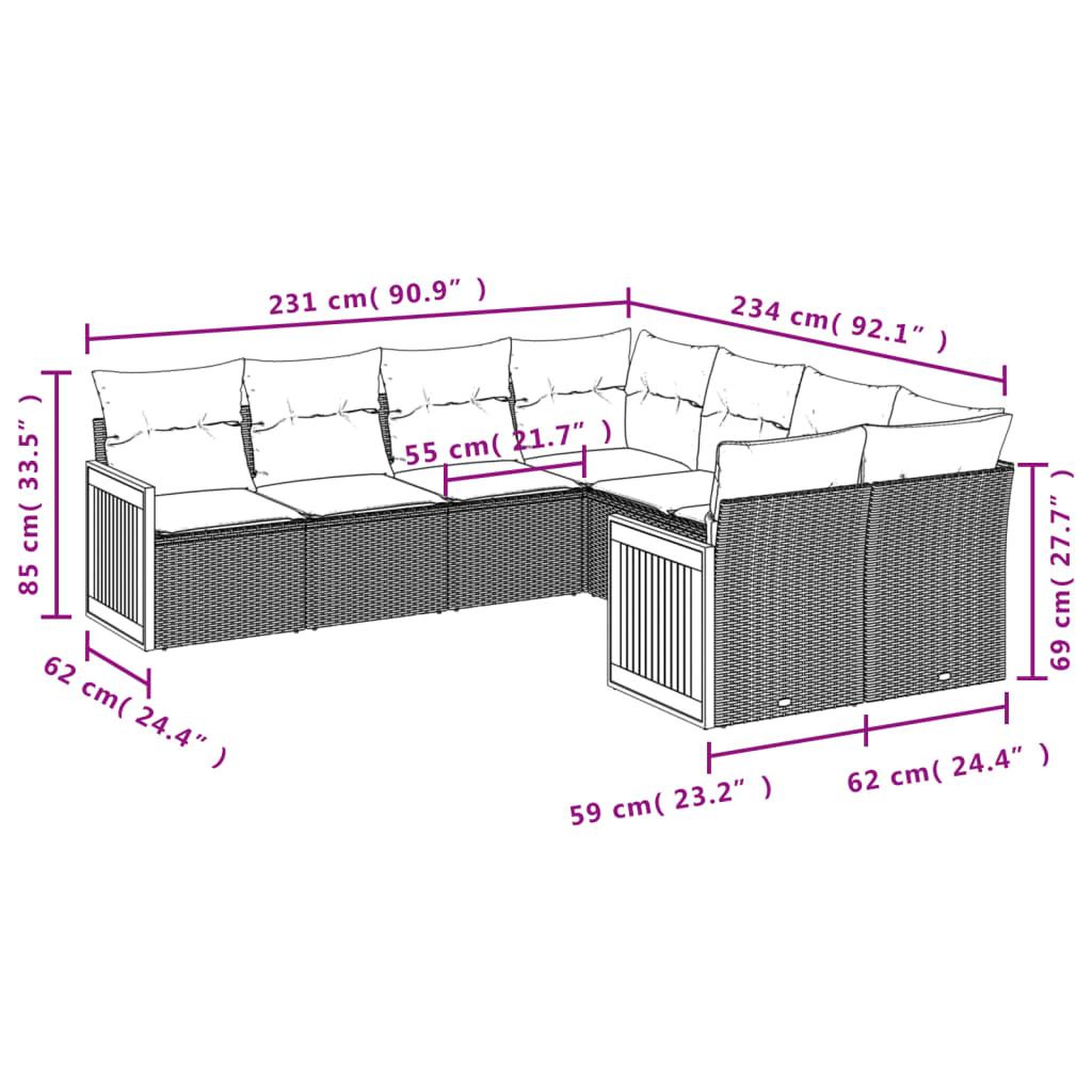 Voir la diapositive 6 : VIDAXL Salon de jardin 8 pcs avec coussins noir resine tressee