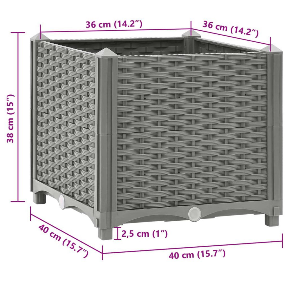 VIDAXL Lit sureleve 40x40x38 cm Polypropylene