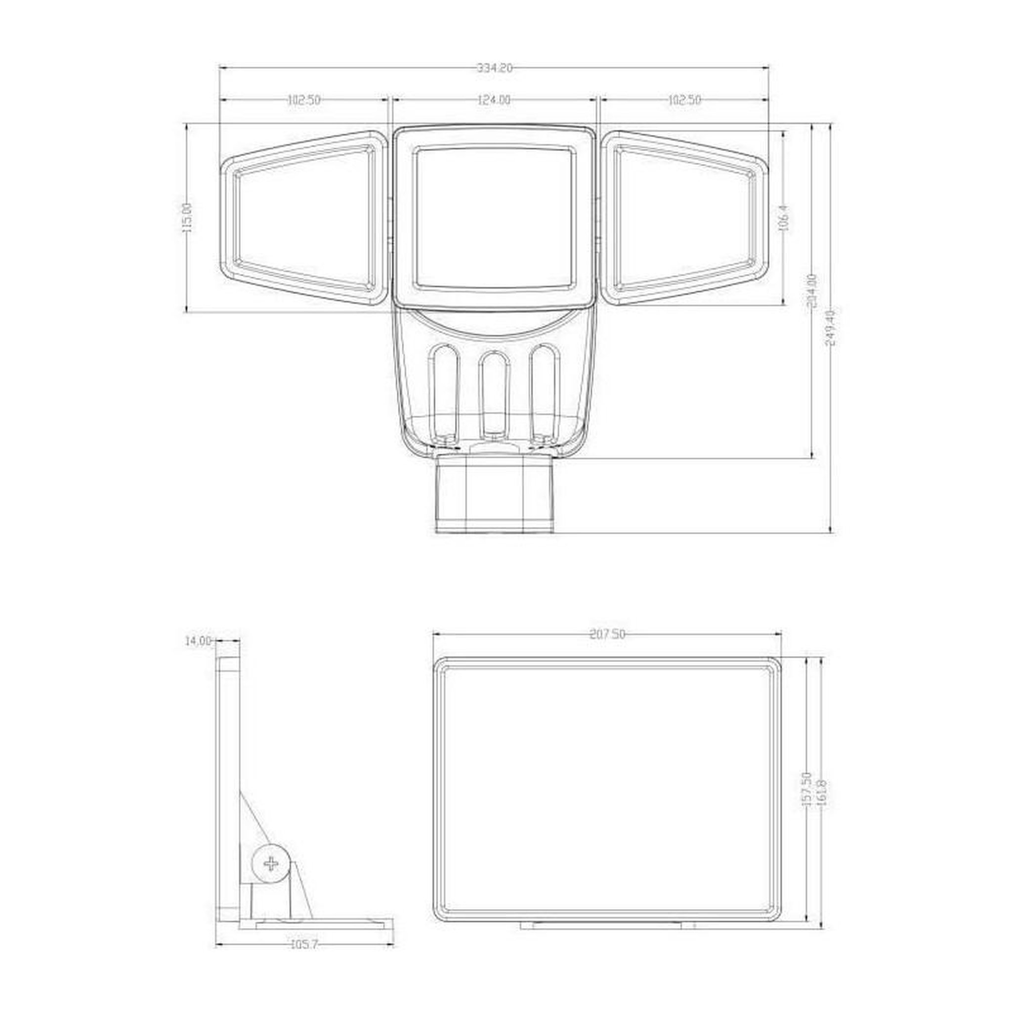Voir la diapositive 3 : Galix Projecteur Solaire 3 Tetes GALIX G4442 - 1500 Lumens - 182 LED SMD - Mode AUTO ou Marche Forcée