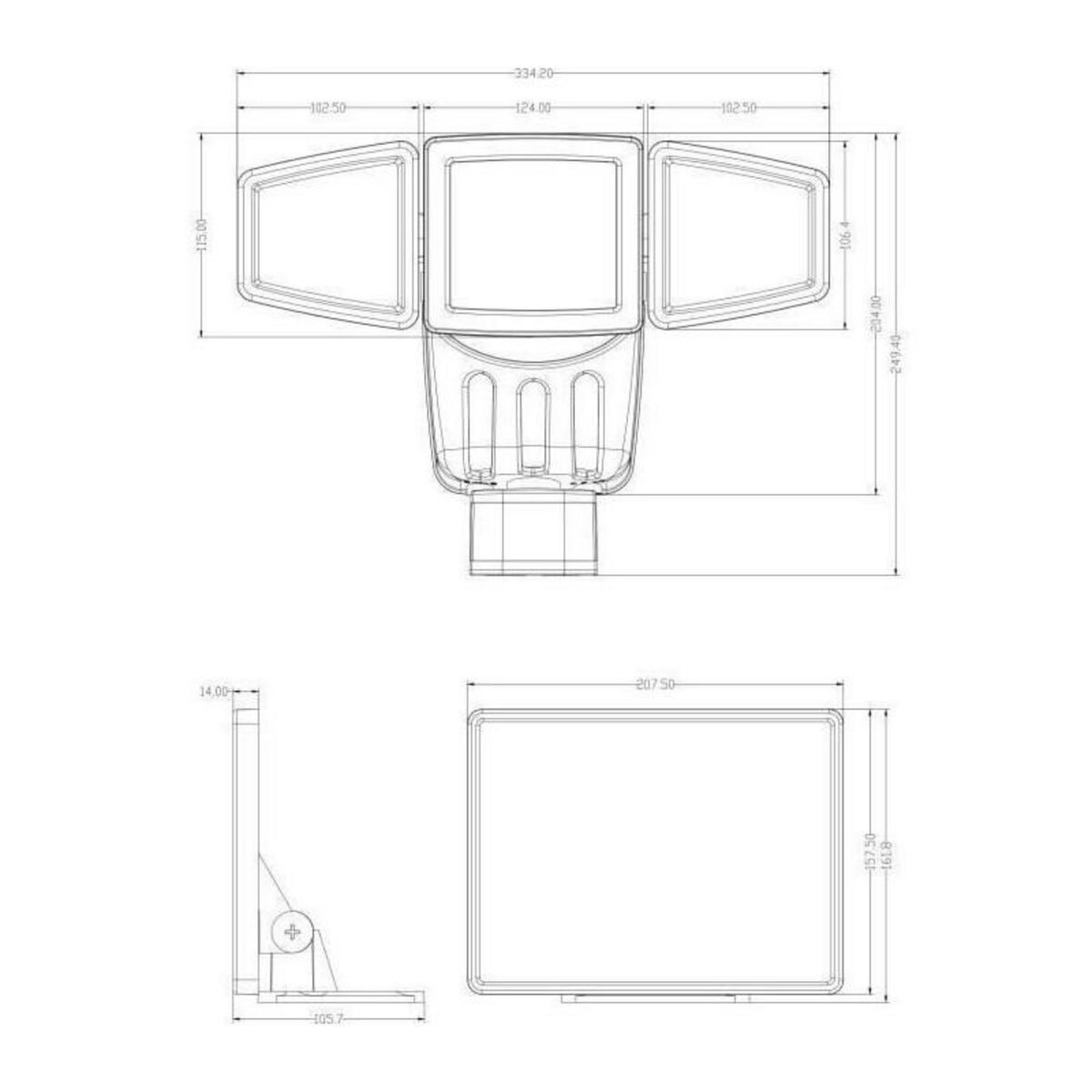 Galix Projecteur Solaire 3 Tetes GALIX G4442 - 1500 Lumens - 182 LED SMD - Mode AUTO ou Marche Forcée