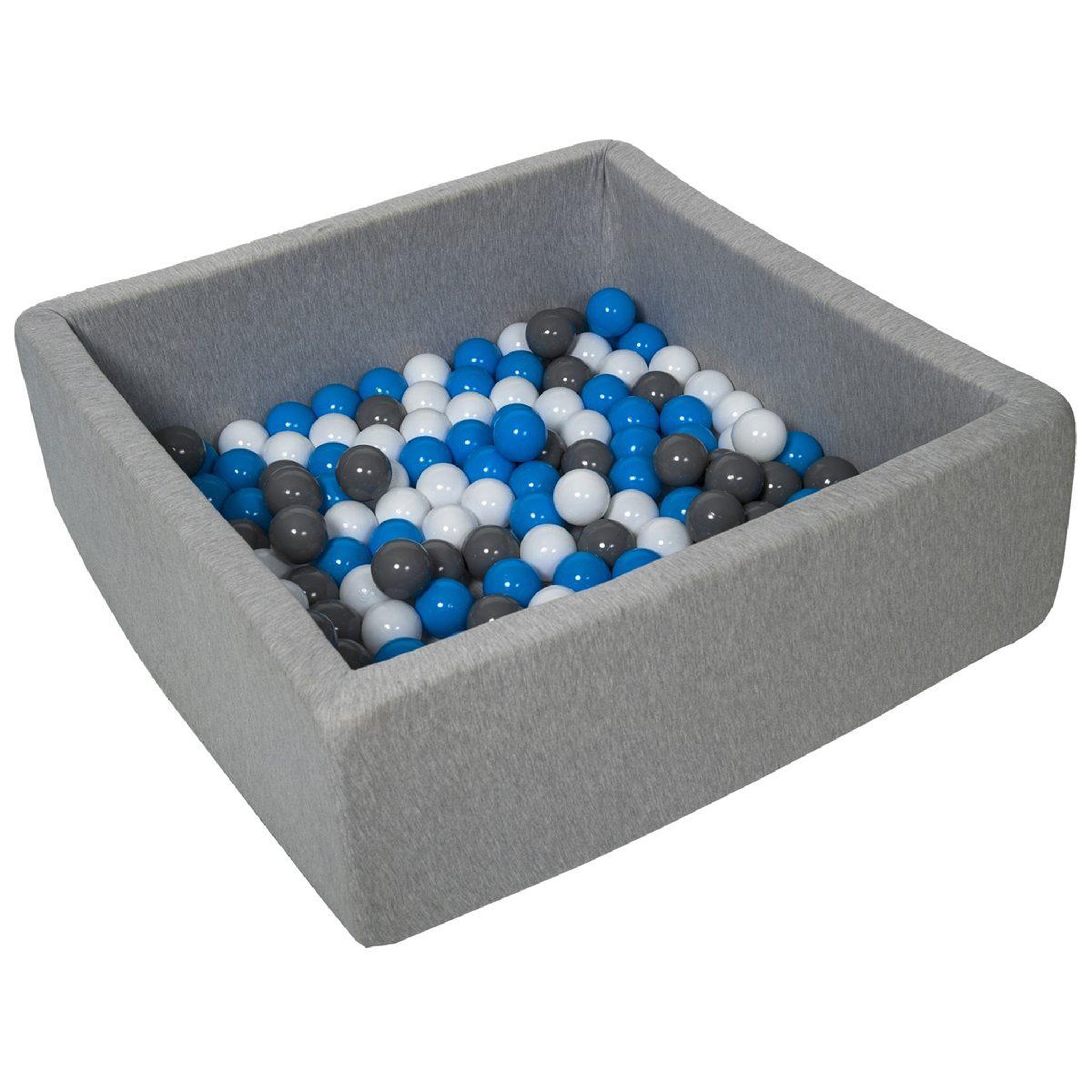 VELINDA Piscine à balles pour enfant, 90x90 cm, aire de jeu + 150 balles blanc, bleu, gris