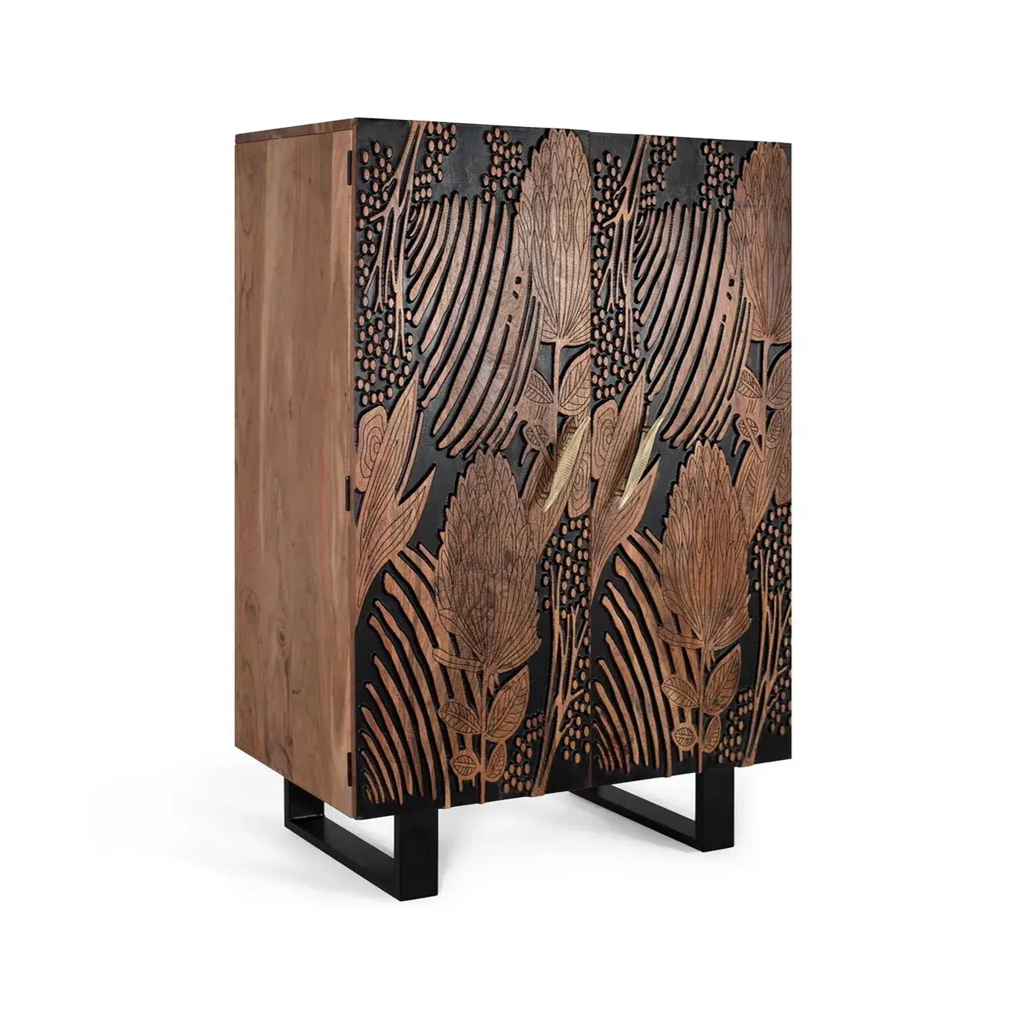 Voir la diapositive 2 : GINER Y COLOMER SL Armoire en bois d'acacia 90cm style ethnique moderne