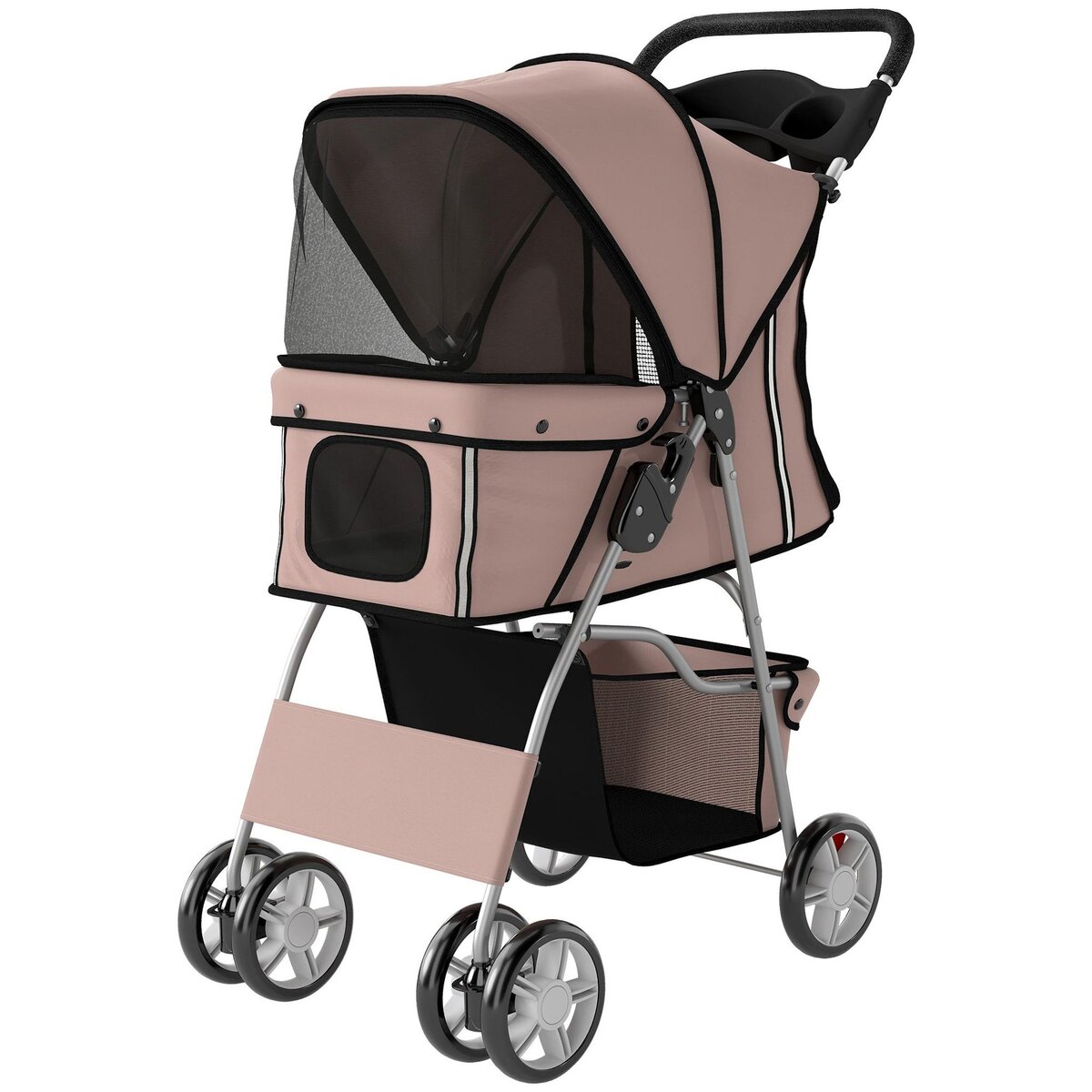 PAWHUT Poussette buggy pliable pour chiens tissu 600D Oxford imperméable 4 roues café