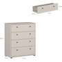 Voir la diapositive 6 : MARKET24 Commode - TEMPRA - 4 tiroirs - Sable - 73,7 x 34,8 x 85,5 cm