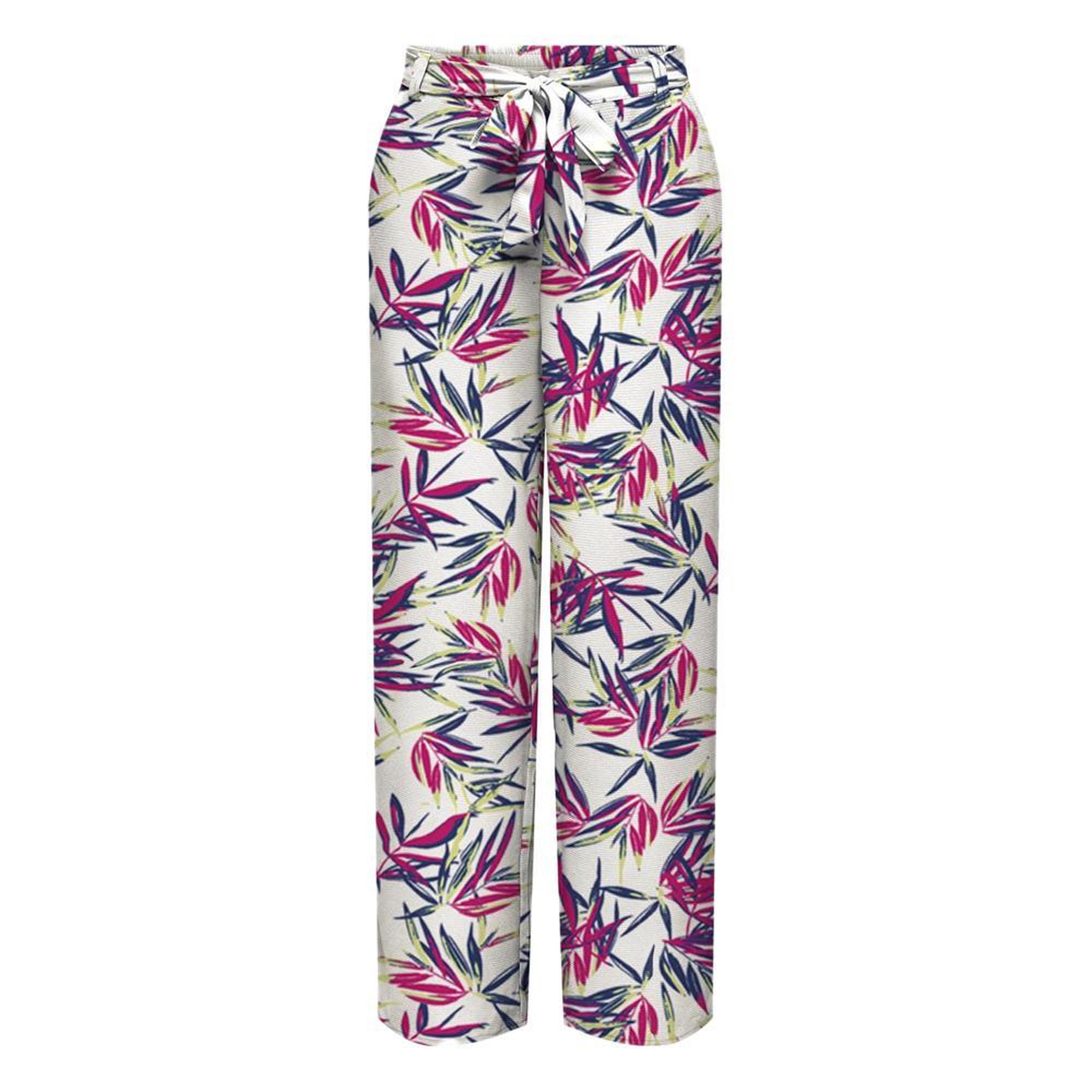 Voir la diapositive 2 : Only Pantalon Blanc/Vert/Rose Femme Only Nova Life Palazzo