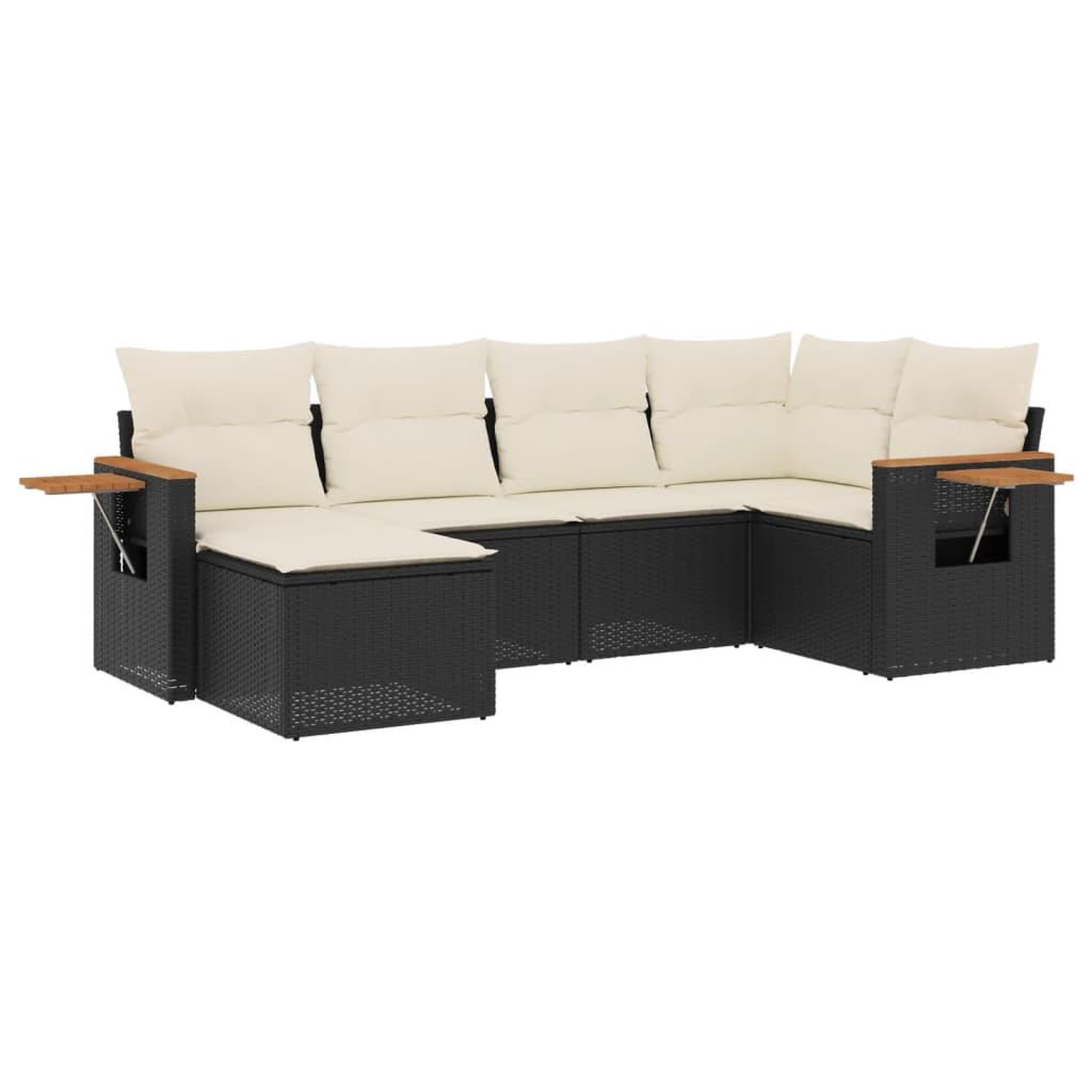Voir la diapositive 2 : VIDAXL Salon de jardin 6 pcs avec coussins noir resine tressee