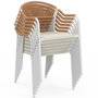 Voir la diapositive 4 : ID MARKET Lot de 6 chaises de jardin MADEIRA métal blanc cordage et textilène beige et rotin clair