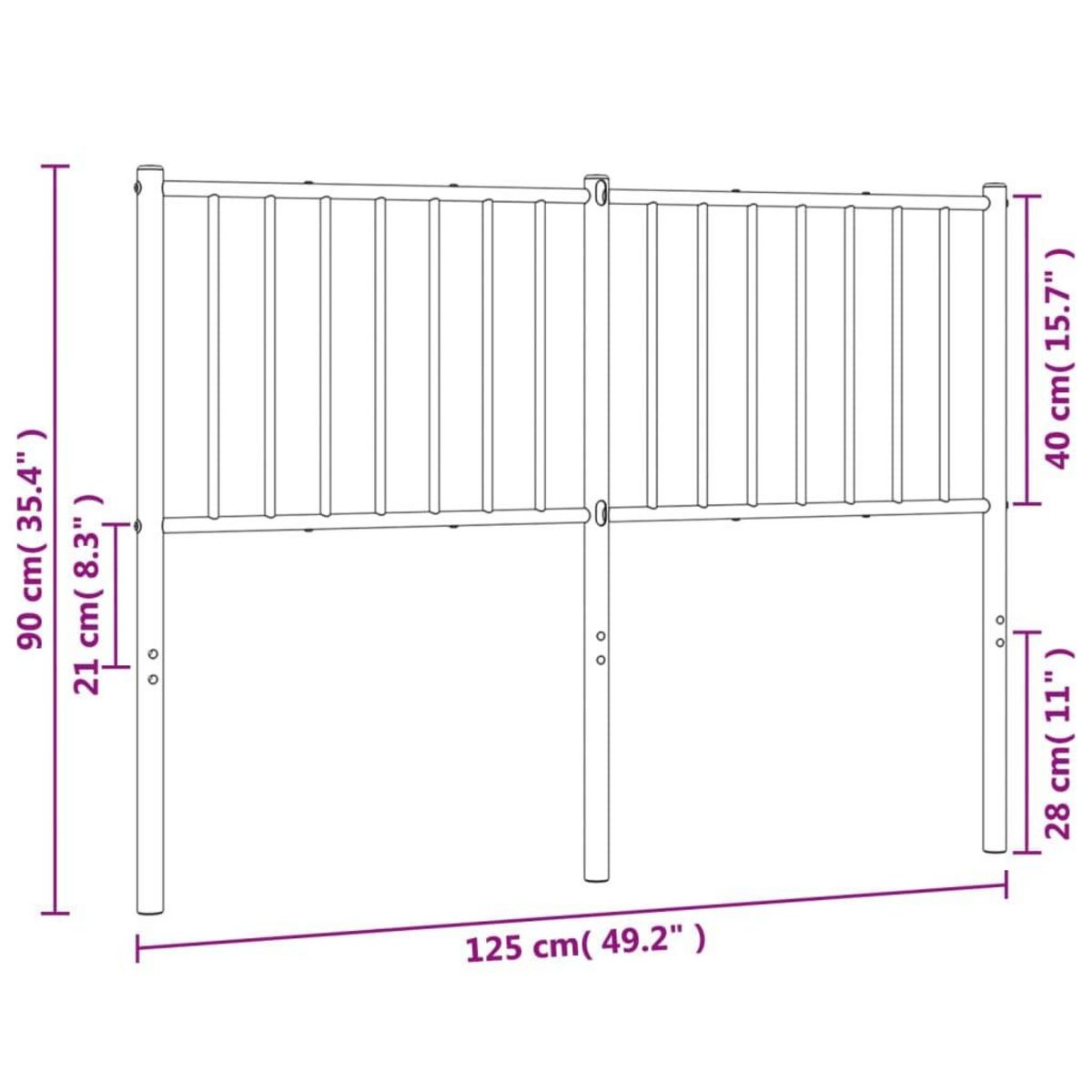 VIDAXL Tete de lit metal blanc 120 cm