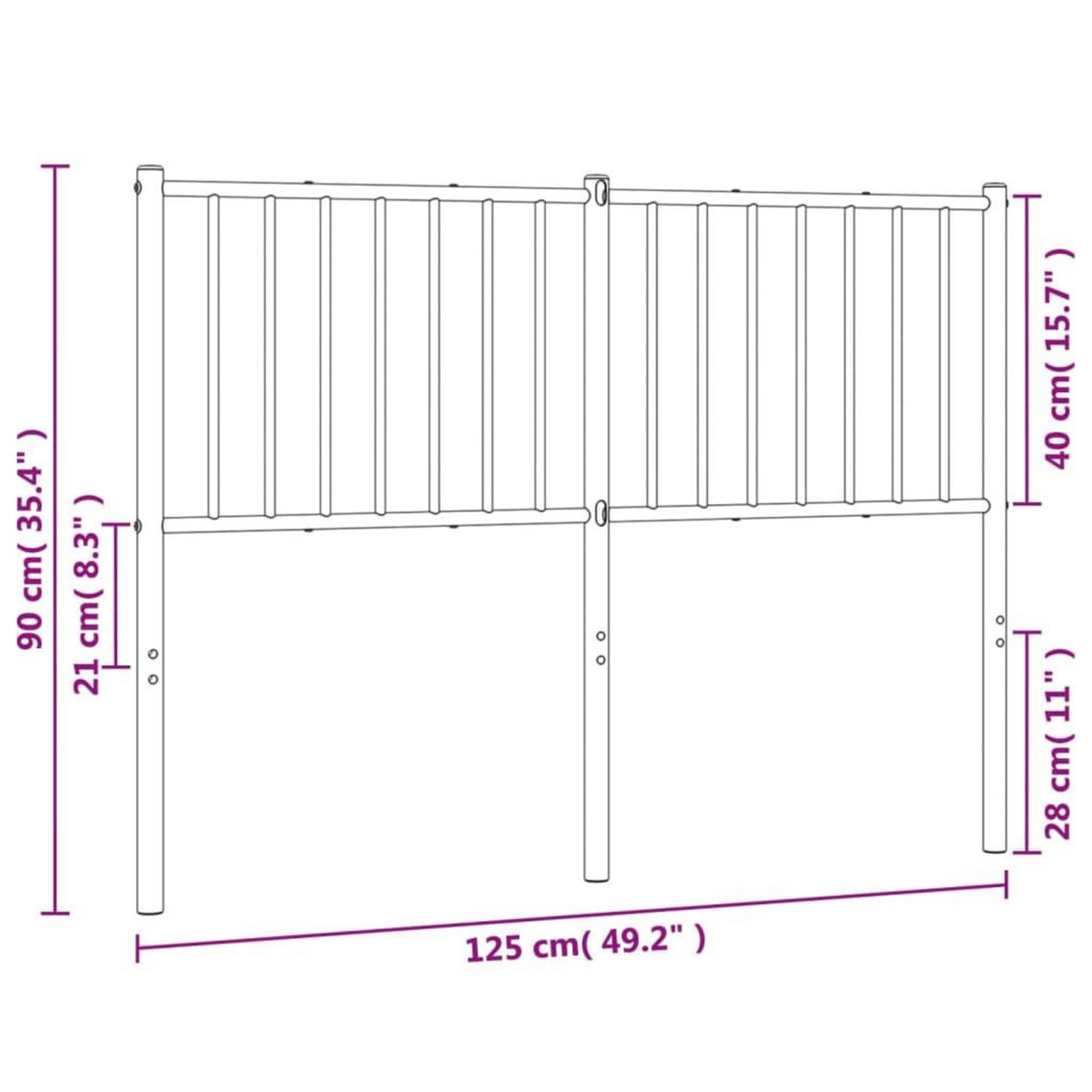 VIDAXL Tete de lit metal blanc 120 cm