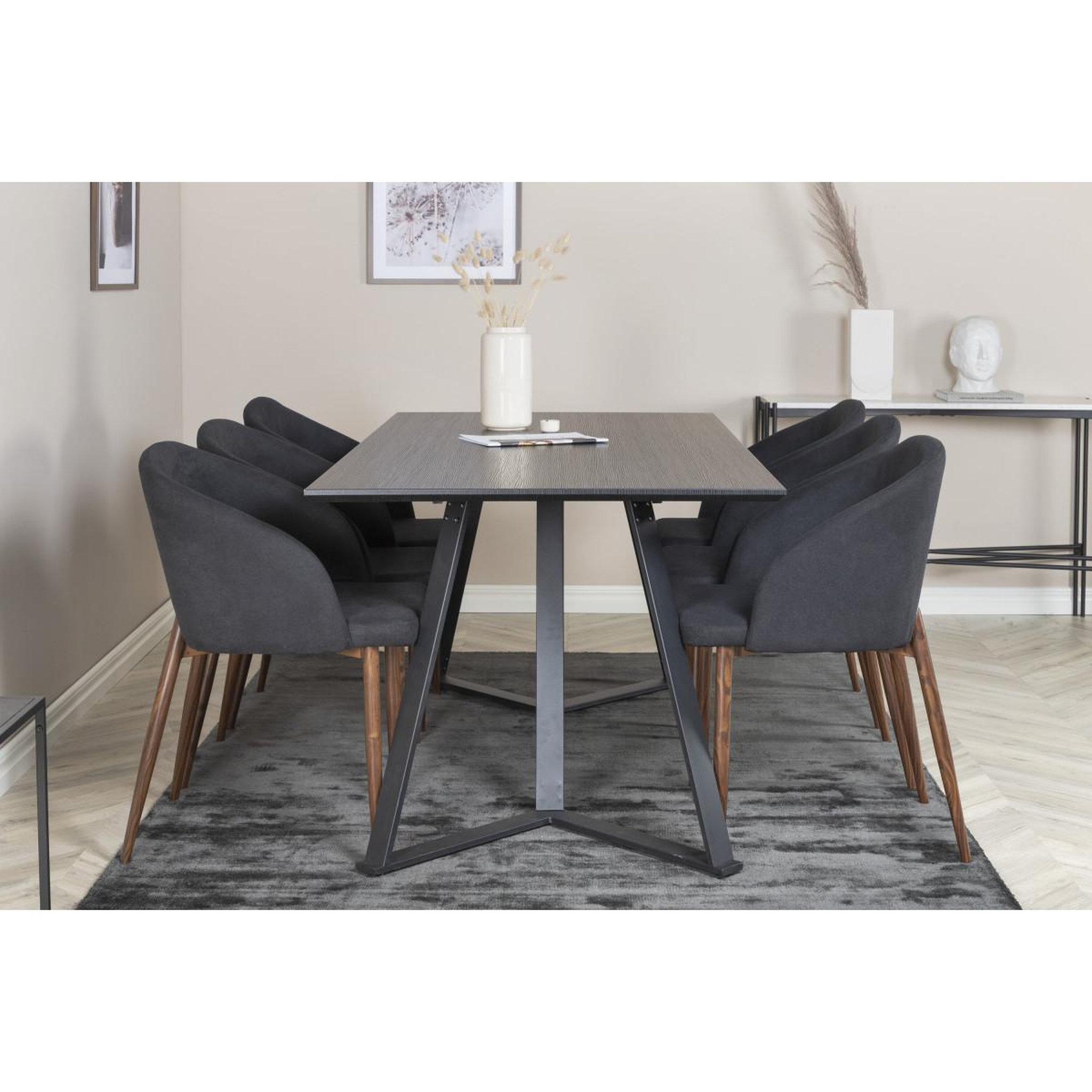 Voir la diapositive 6 : Paris Prix Ensemble table à manger & 6 chaises  marina & arch  180cm noir