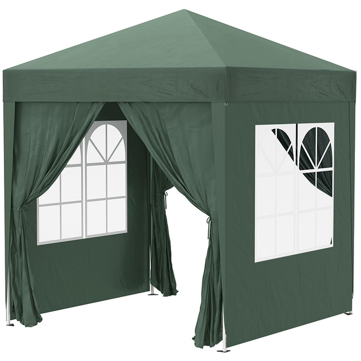 OUTSUNNY Tonnelle de jardin tente pliante barnum pop-up 2 x 2 m 4 parois latérales amovibles 2 fenêtres sac de transport vert