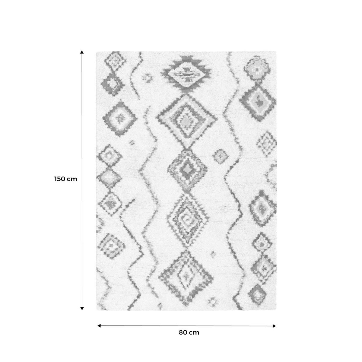 SWEEEK Tapis intérieur shaggy, style berbère, poils longs, crème et multicolore