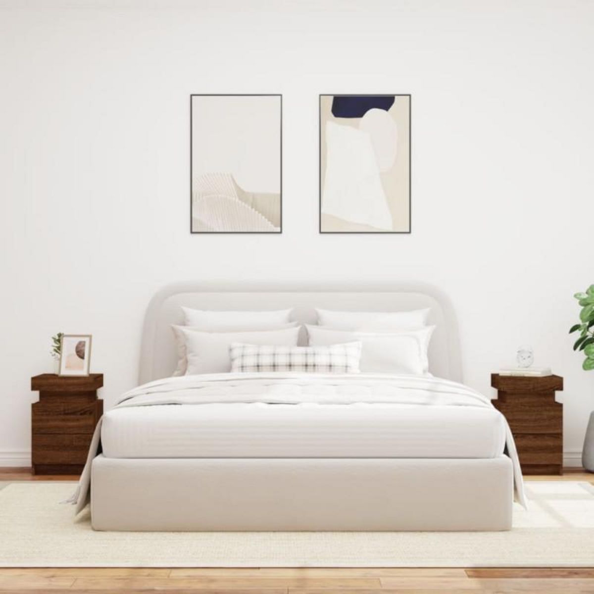 VIDAXL Tables de chevet et lumières LED 2 pcs chêne marron 35x39x55 cm