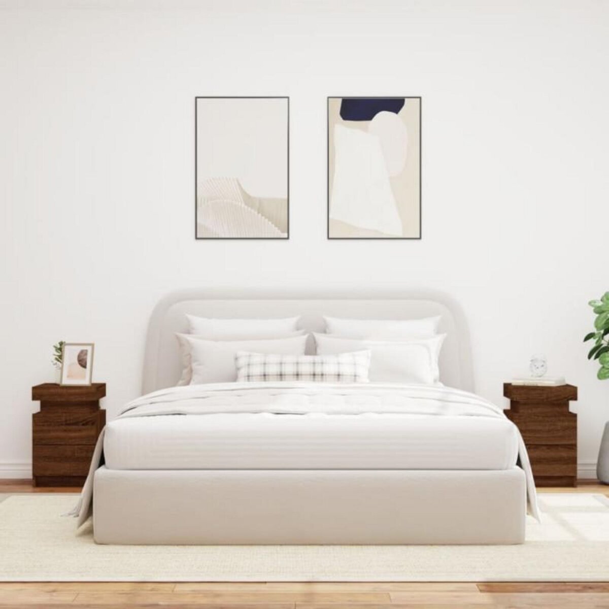 VIDAXL Tables de chevet et lumières LED 2 pcs chêne marron 35x39x55 cm