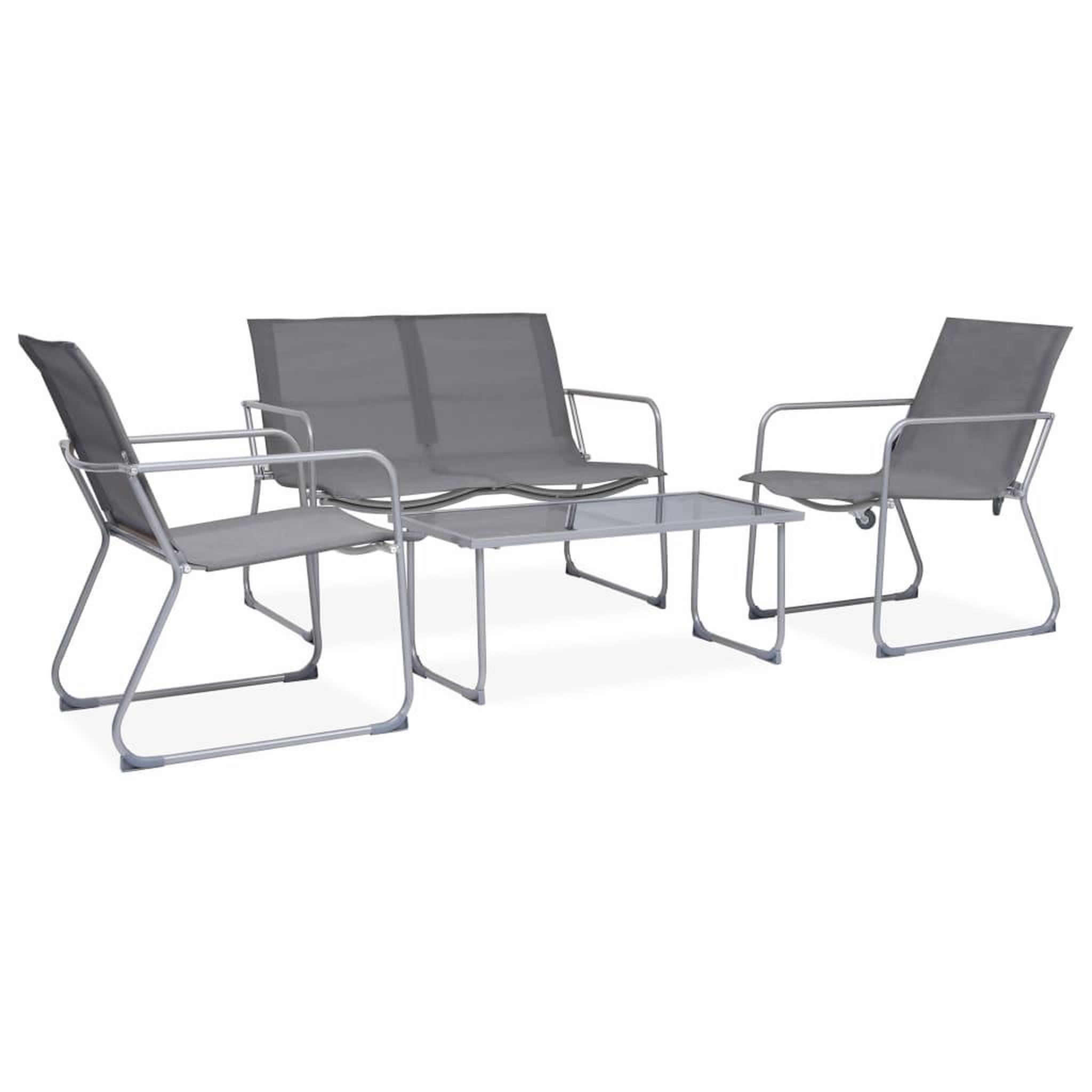 VIDAXL Salon de jardin 4 pcs tissu et acier gris