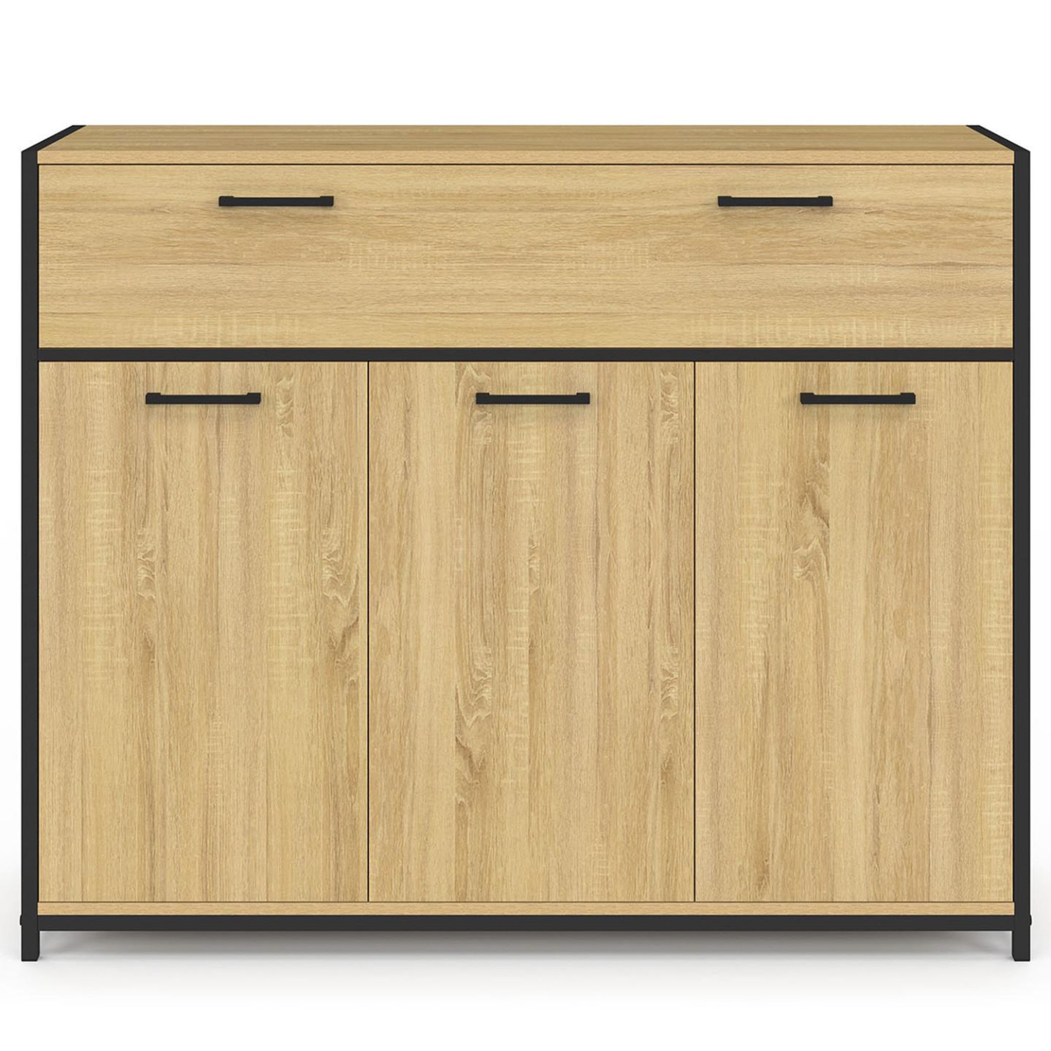 Voir la diapositive 3 : ID MARKET Buffet 100 cm detroit 3 portes et 1 tiroir design industriel