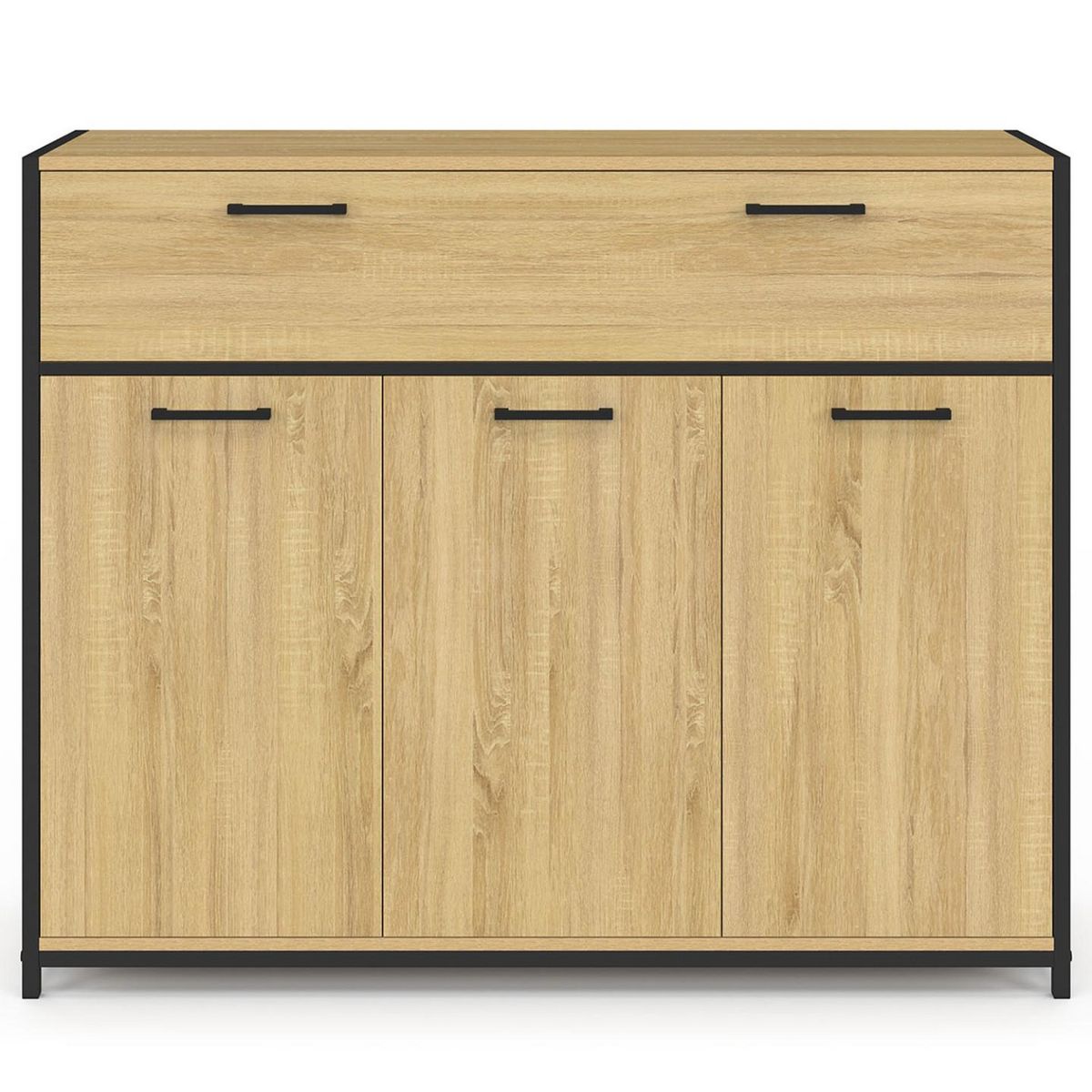 ID MARKET Buffet 100 cm DETROIT 3 portes et 1 tiroir design industriel