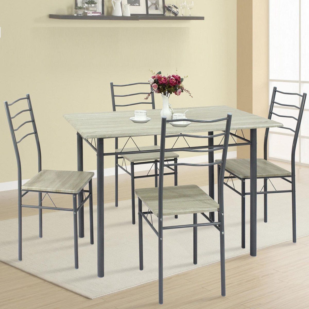 VS VENTA-STOCK Ensemble de Table et 4 chaises Lima pour Salle à Manger Chêne/Gris