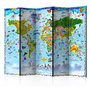 Voir la diapositive 1 : Paris Prix Paravent 5 Volets  World Map for Kids  172x225cm