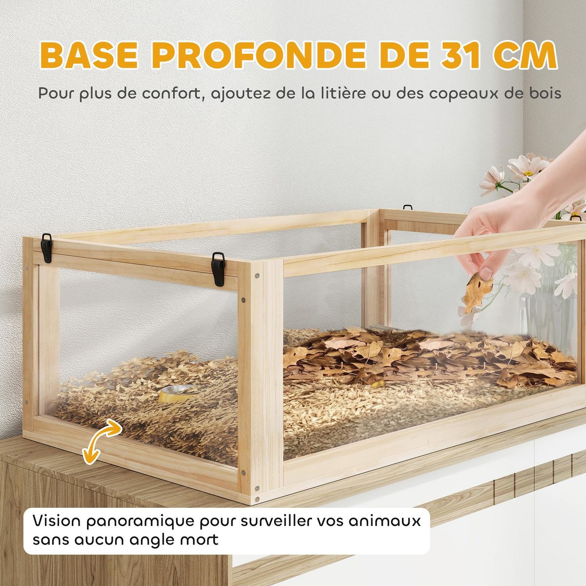 PAWHUT Cage rongeur hamster en bois dim.80x50x76cm 3 niveaux rampes roue bascule cabane