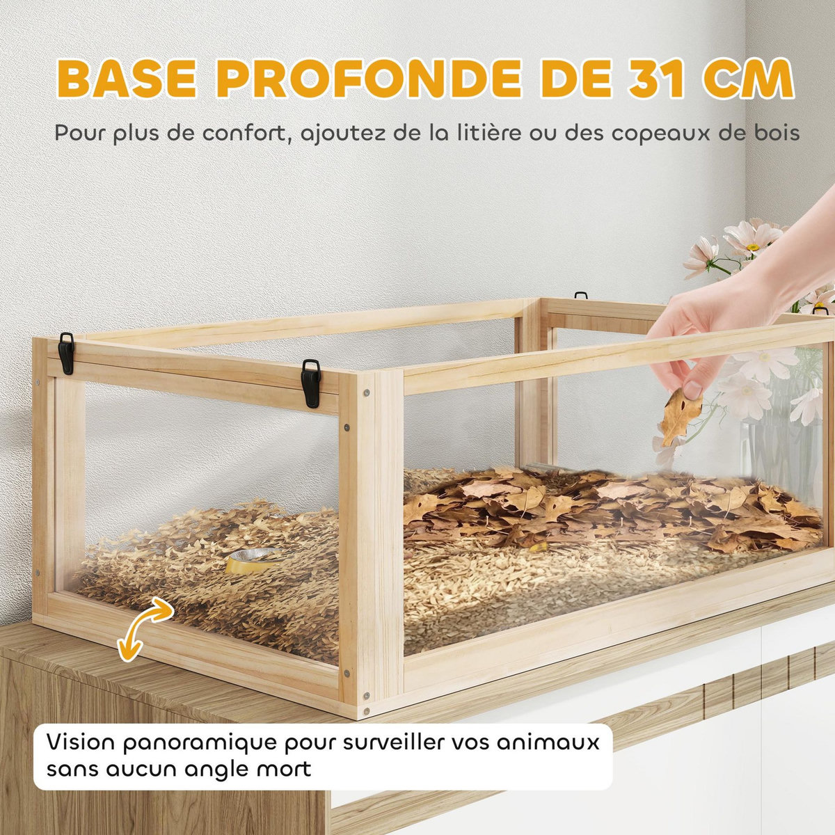 PAWHUT Cage rongeur hamster en bois dim.80x50x76cm 3 niveaux rampes roue bascule cabane