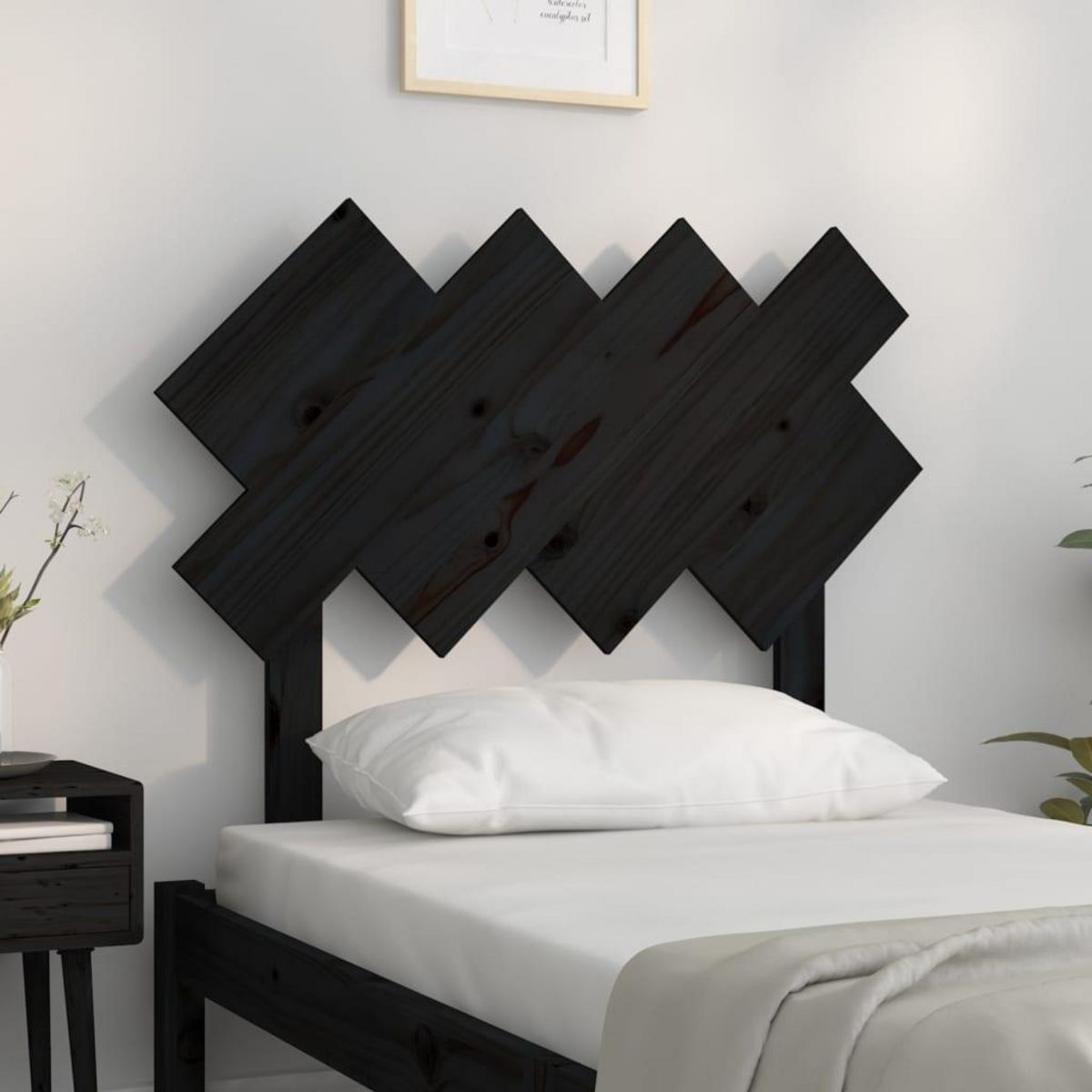 VIDAXL Tete de lit Noir 92x3x81 cm Bois massif de pin