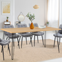 Voir la diapositive 2 : ID MARKET Table à manger vintage rectangle NOEMI 8 personnes bois pied épingle 160 cm
