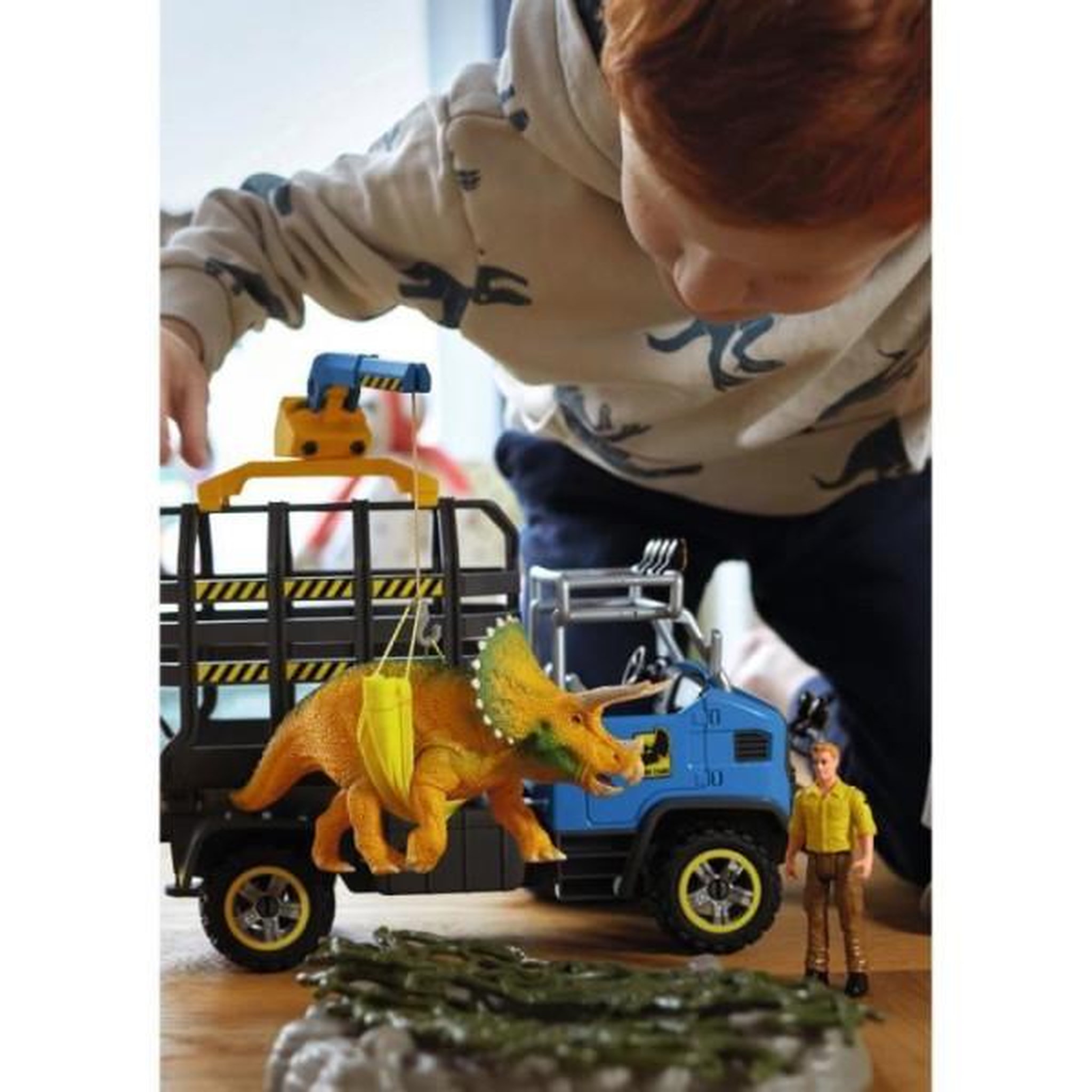 Voir la diapositive 2 : Schleich Mission de transport Dino, coffret de 43 pieces avec figurine tricératops et camion de transport, jouets dinosaures pour enfant