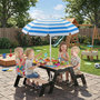 Voir la diapositive 2 : HOMCOM Table de pique-nique enfant bois avec parasol et 2 bacs