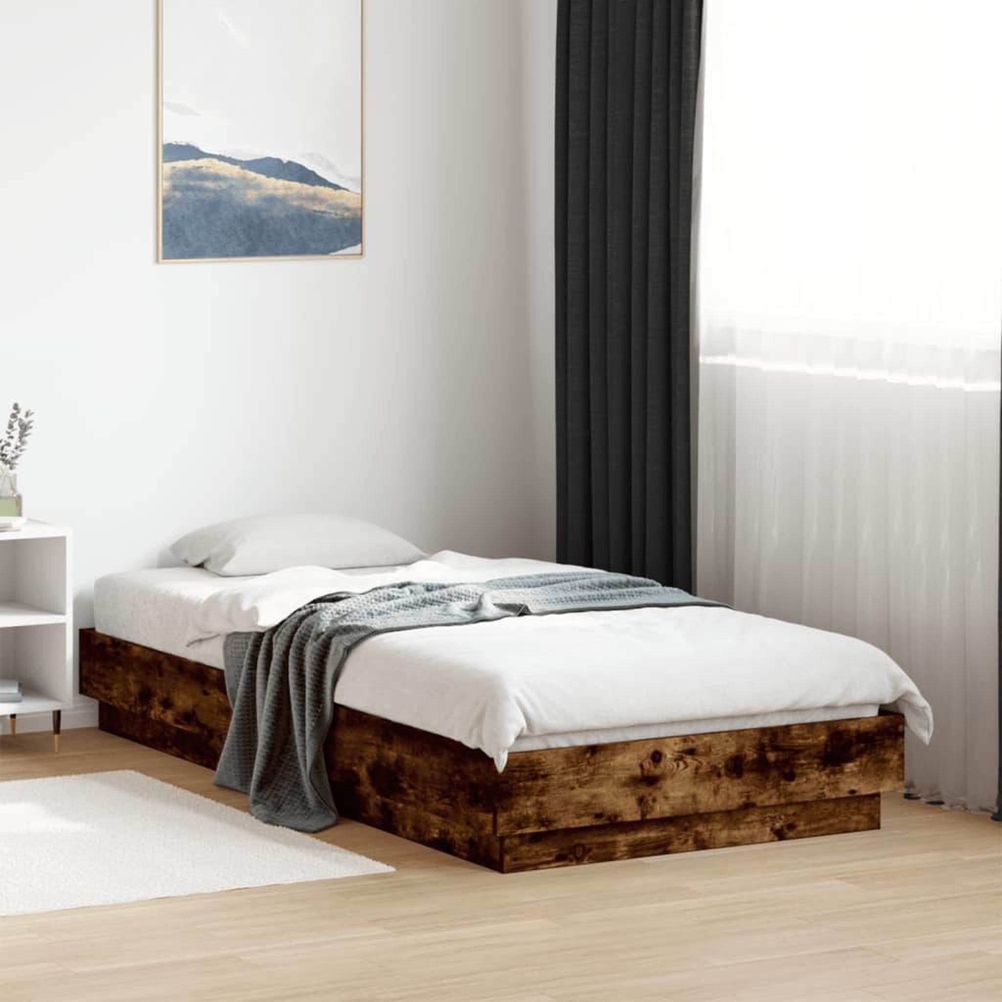 VIDAXL Cadre de lit sans matelas chene fume 75x190cm bois d'ingenierie