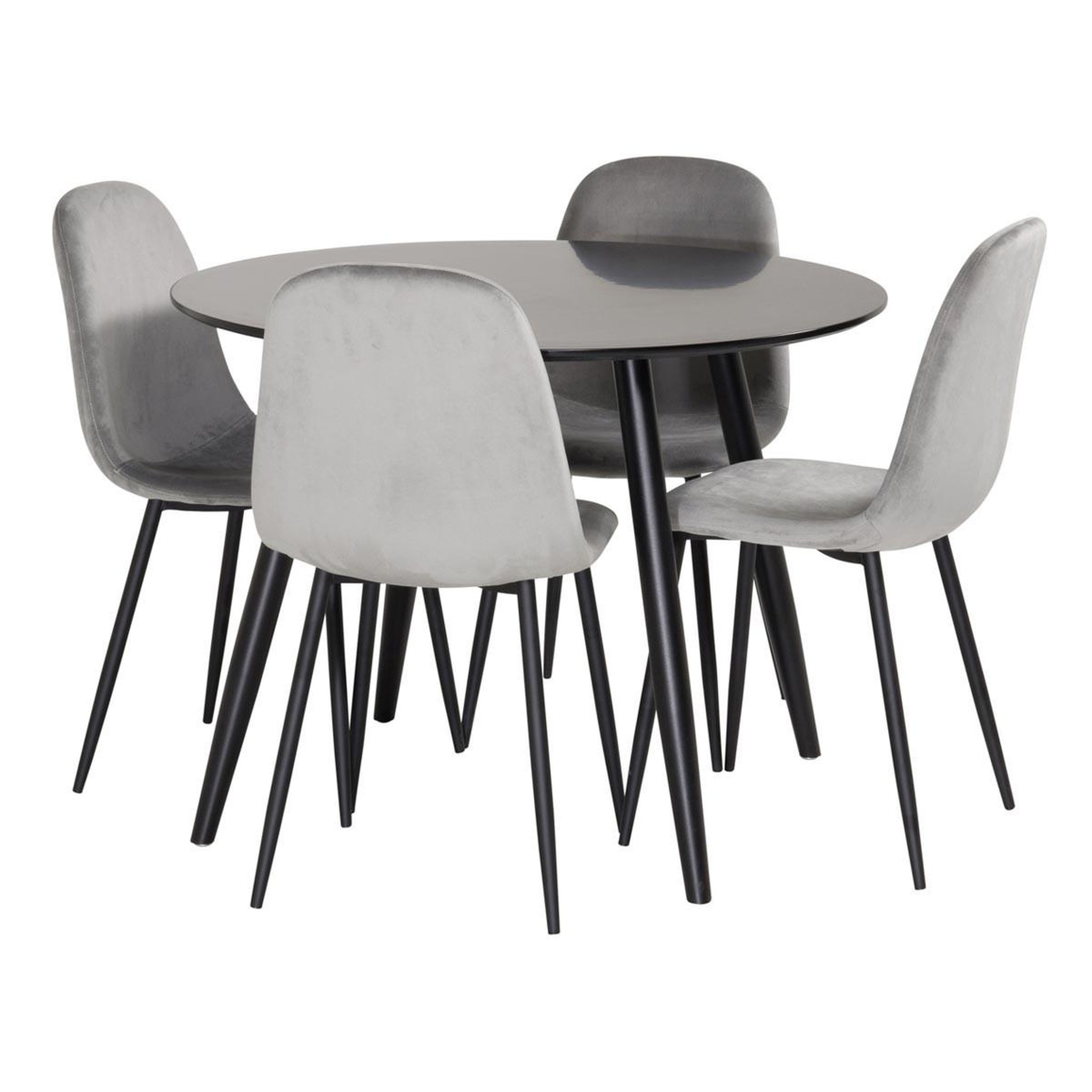 Paris Prix Ensemble table à manger & 4 chaises  plaza & polar i  100cm noir & gris