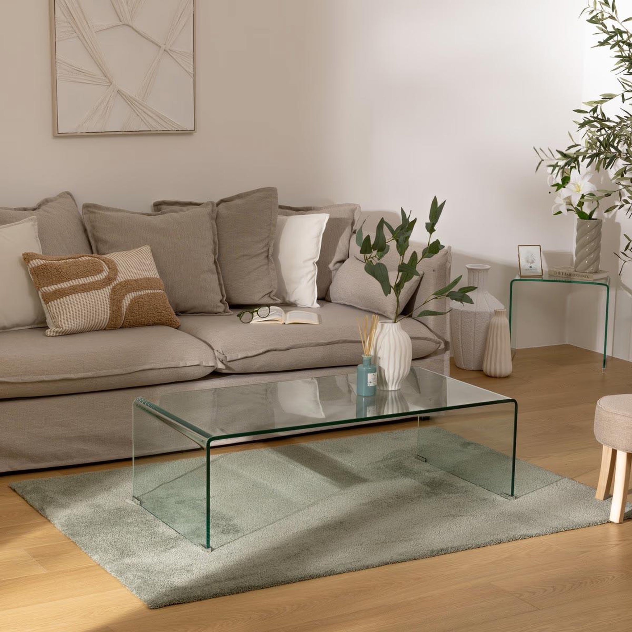 Voir la diapositive 3 : ATMOSPHERA Table basse en verre  lenia  110cm transparent