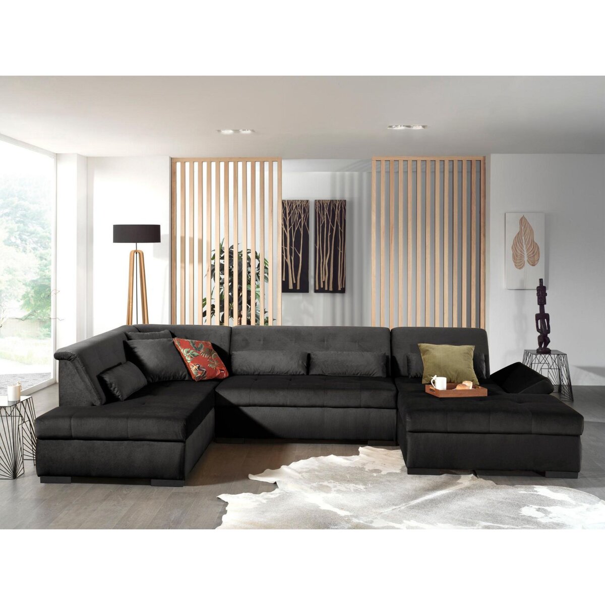LISA DESIGN Vermont - canapé panoramique d'angle gauche - 7 places - xxl - en velours