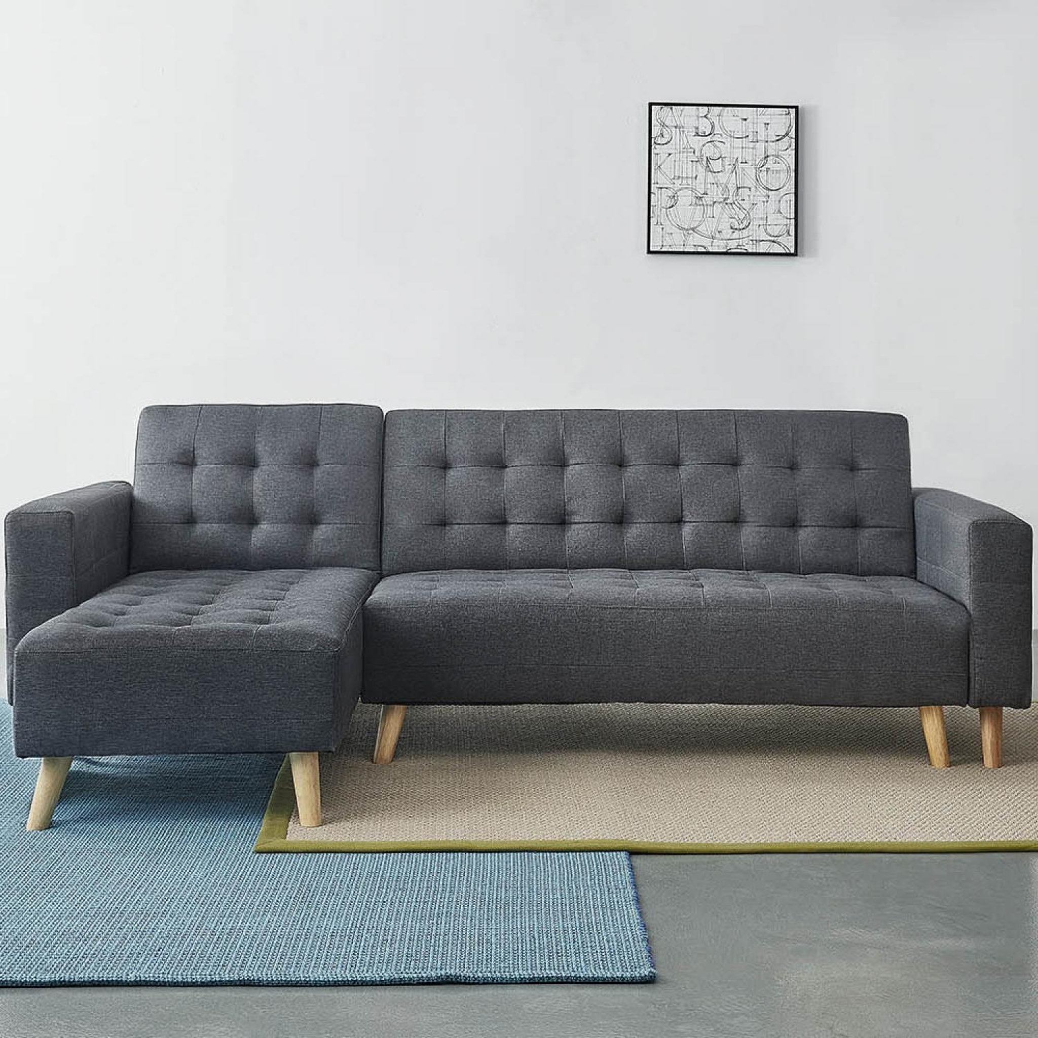 Voir la diapositive 2 : CONCEPT USINE Canapé d'angle gauche convertible 4 places gris sherbrooke