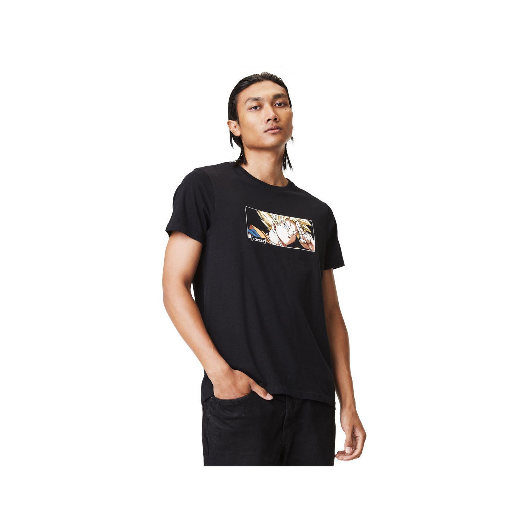 Voir la diapositive 1 : CAPSLAB T-shirt homme col rond dragon ball z saiyan