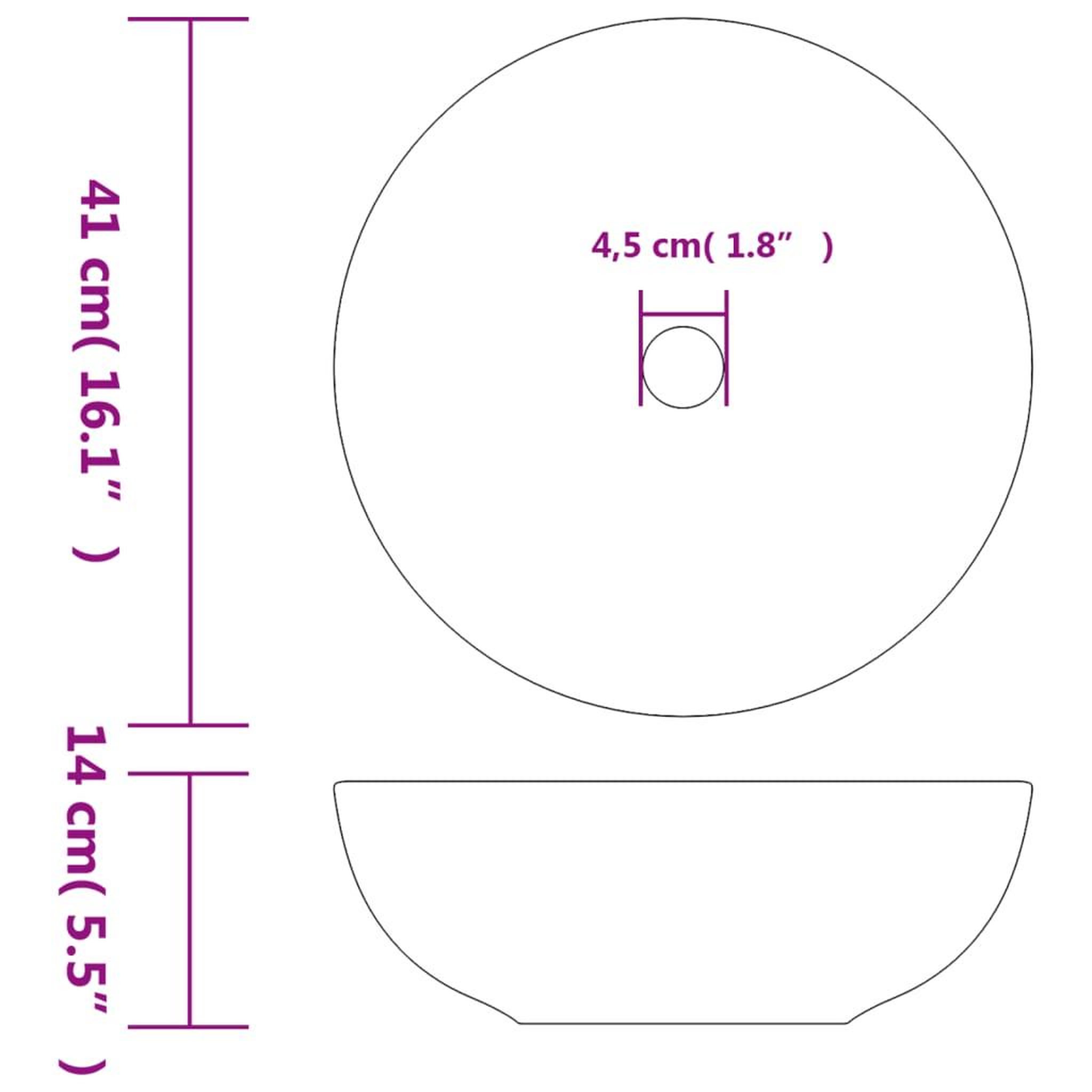 Voir la diapositive 6 : VIDAXL Vasque a poser blanc et bleu rond Φ41x14 cm ceramique