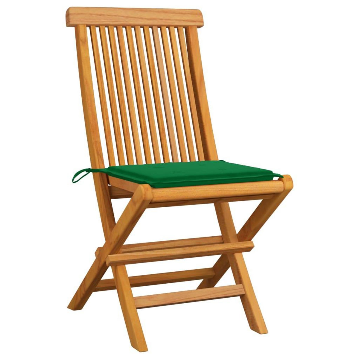 VIDAXL Chaises de jardin et coussins vert lot de 4 Bois de teck massif