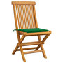 Voir la diapositive 2 : VIDAXL Chaises de jardin et coussins vert lot de 4 Bois de teck massif