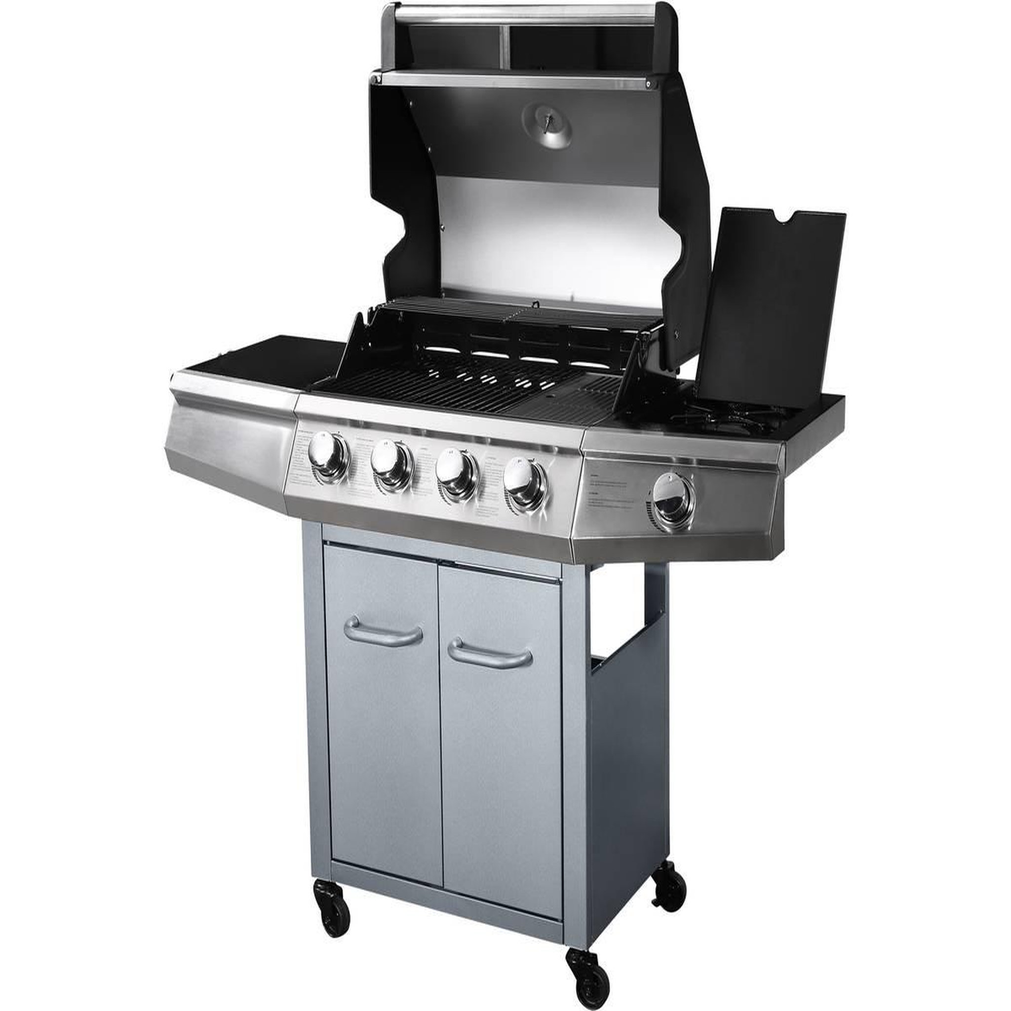 Voir la diapositive 3 : Habitat et Jardin Barbecue gaz avec LED  Bingo 5  - 5 Brûleurs dont 1 latéral - 15.2kW + Housse protection - Argenté