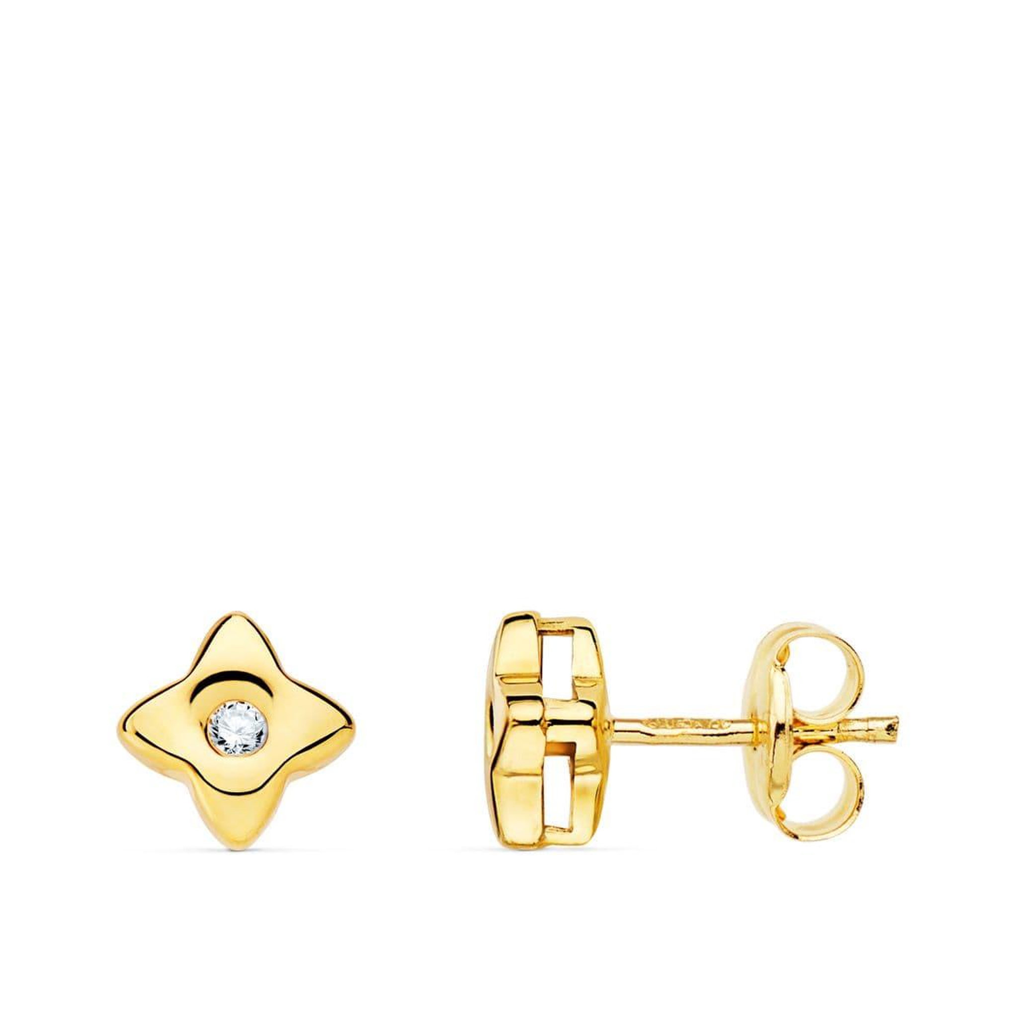 L'ATELIER D'AZUR Boucles d'Oreilles Etoiles Solitaires Diamants de Synthèse 0.04 Carats - Or 18 Carats 750 Jaune